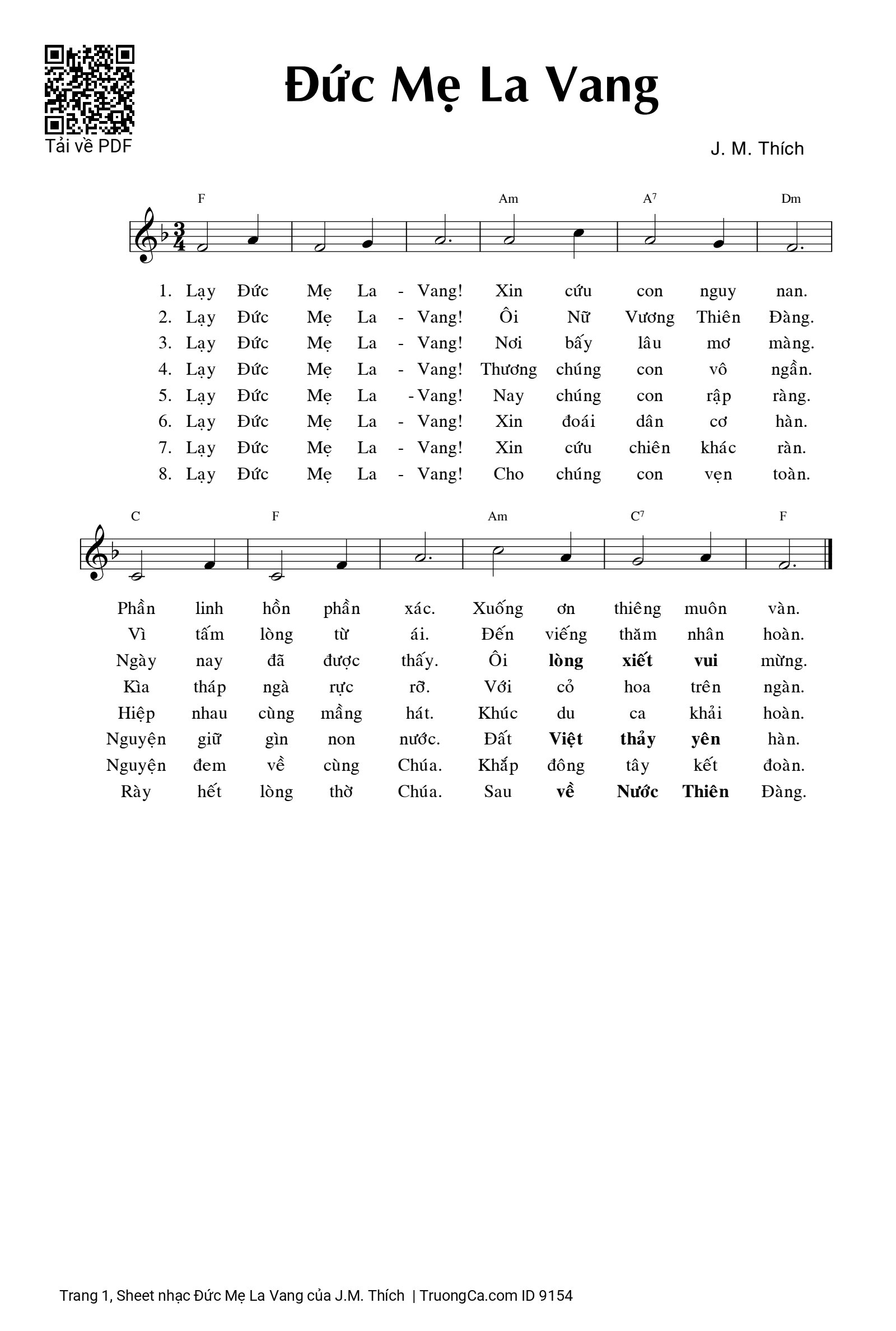 Sheet PDF of Đức Mẹ La Vang