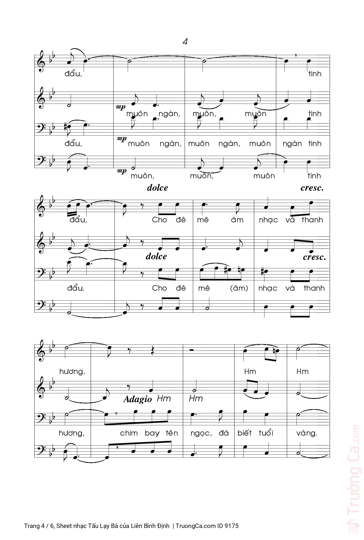 Page 4 of Sheet music PDF Tấu Lạy Bà - Liên Bình Định
