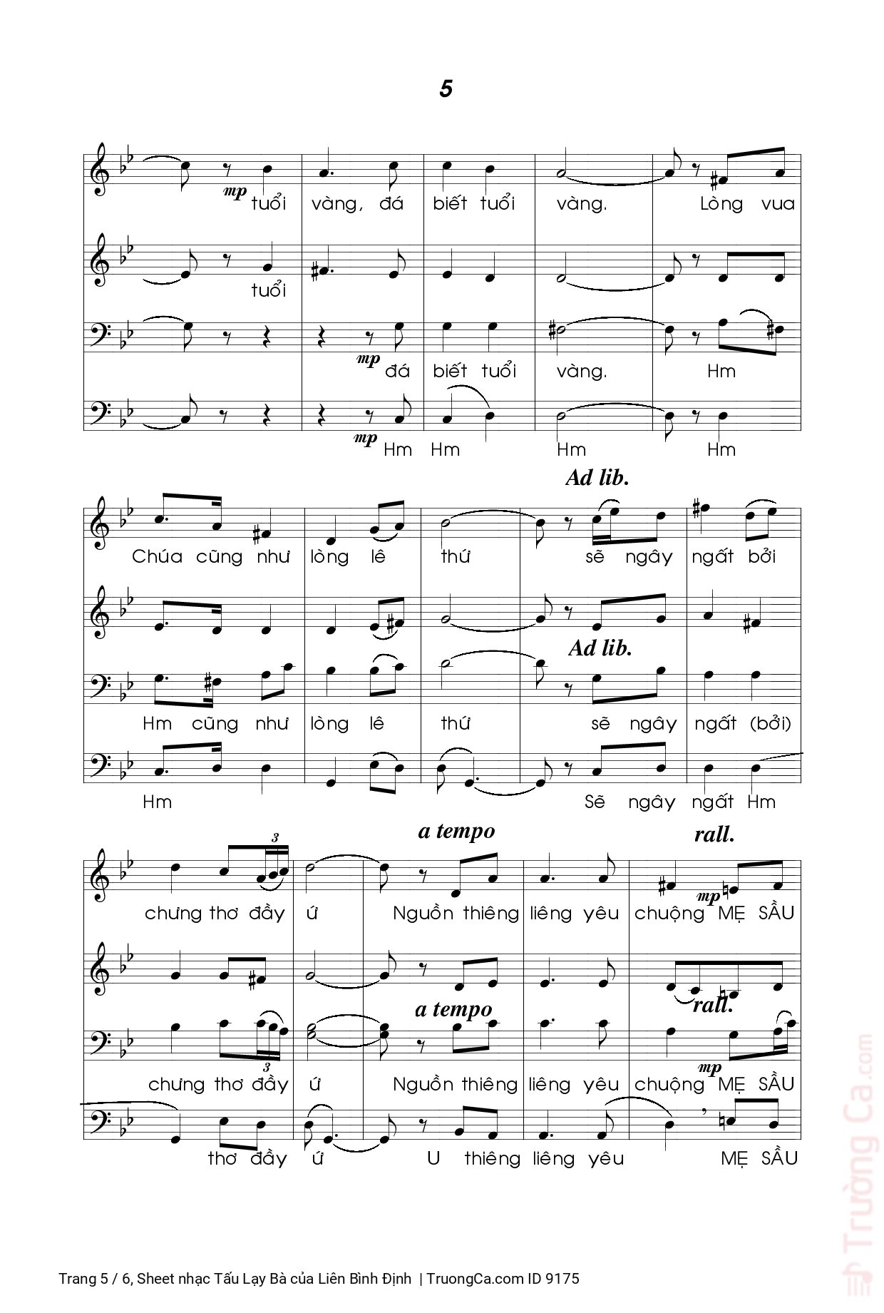Page 5 of Sheet music PDF Tấu Lạy Bà - Liên Bình Định