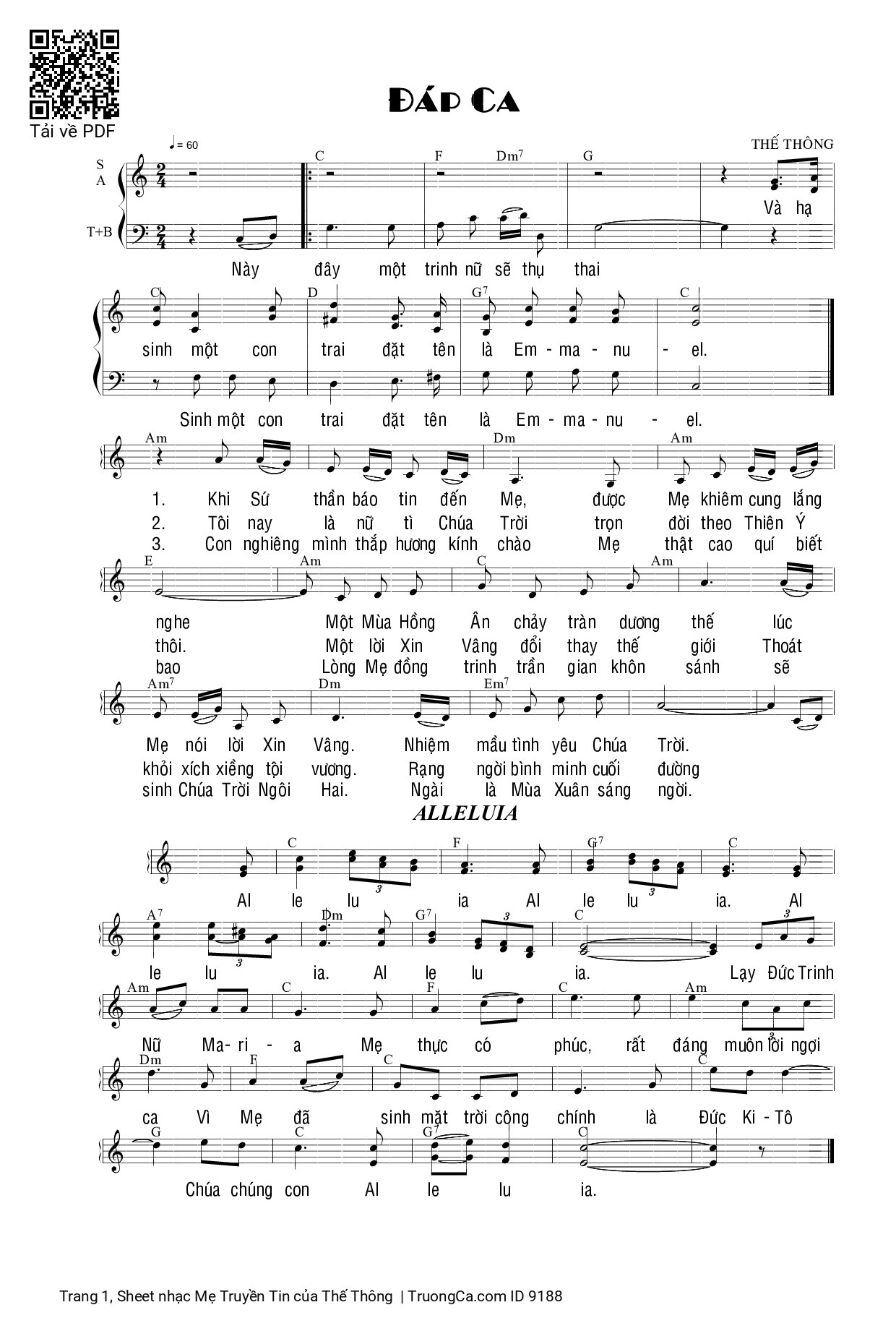 Sheet PDF of Mẹ Truyền Tin