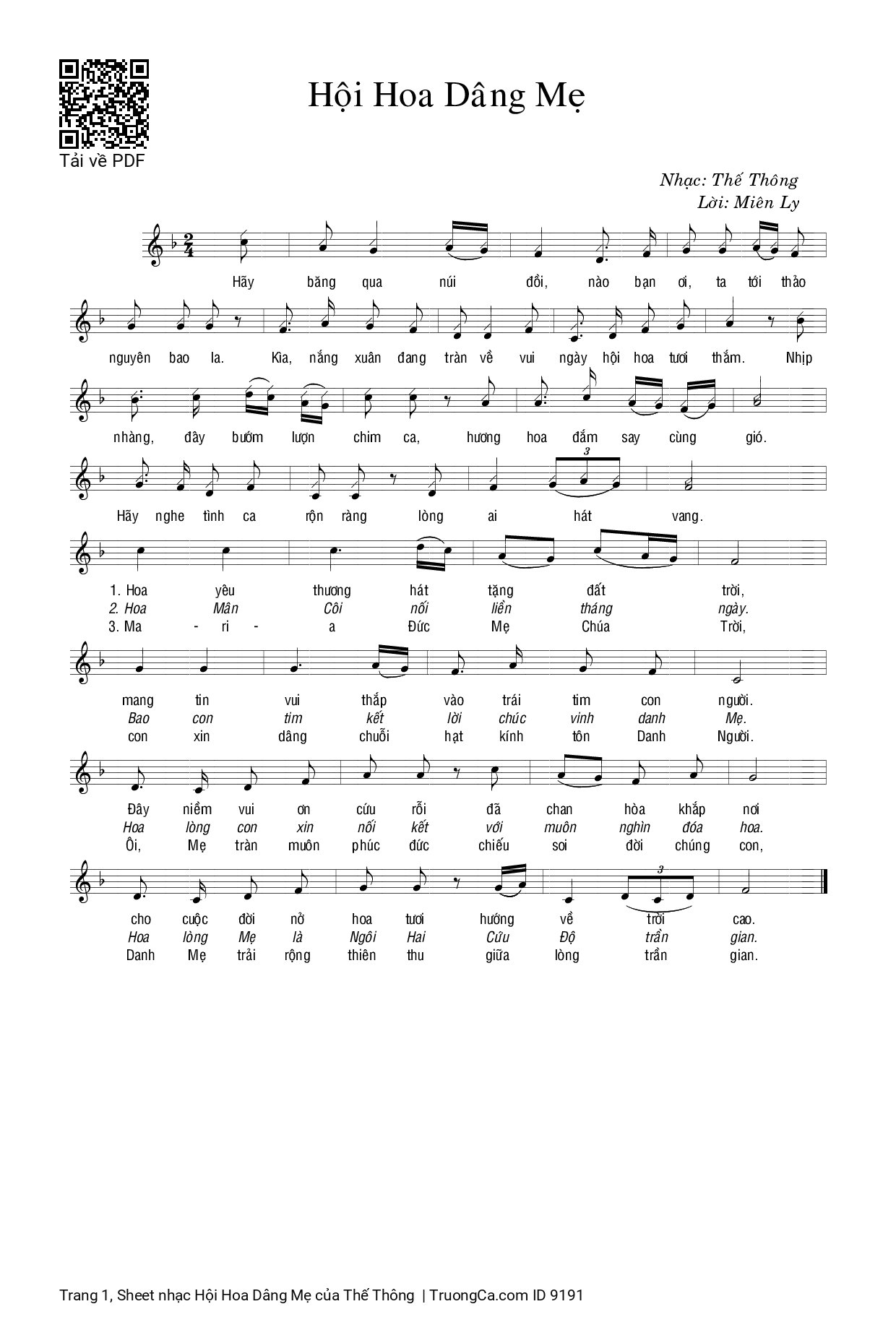 Sheet PDF of Hội Hoa Dâng Mẹ