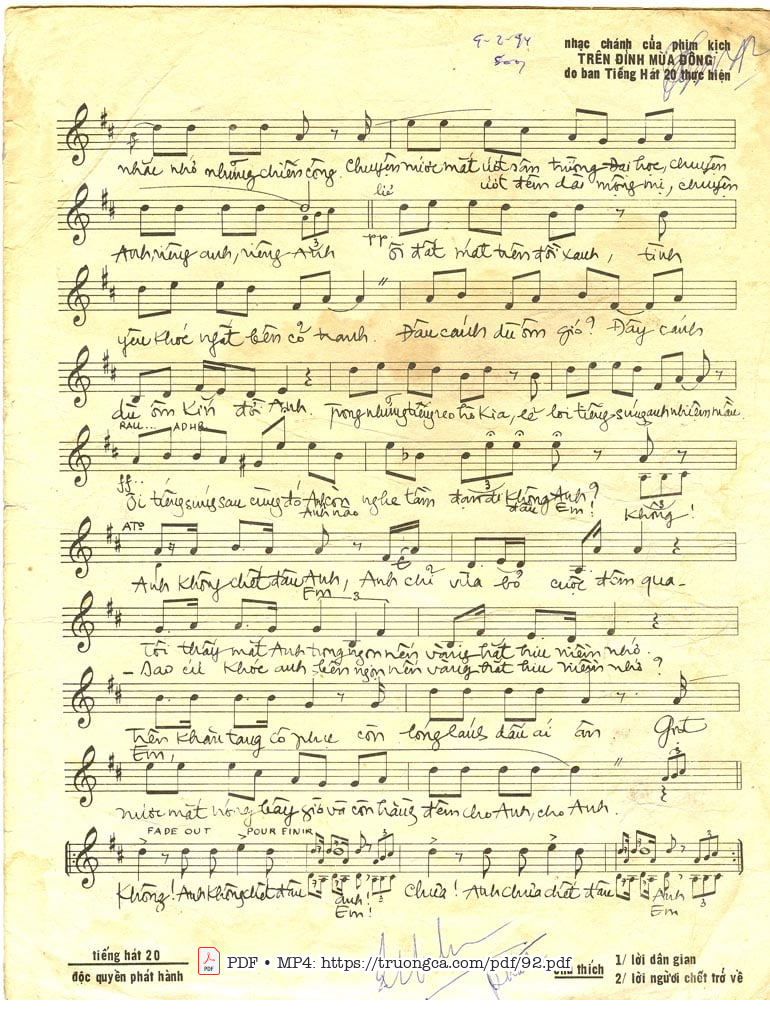 Page 3 of Sheet music PDF Anh không chết đâu em - Trần Thiện Thanh