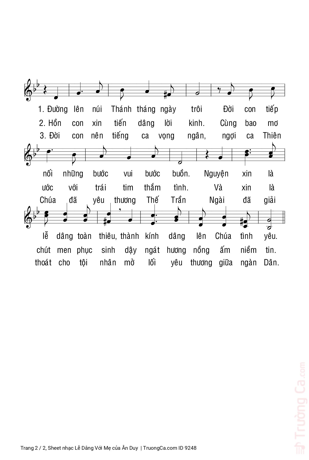 Page 2 of Sheet music PDF Lễ Dâng Với Mẹ - Ân Duy