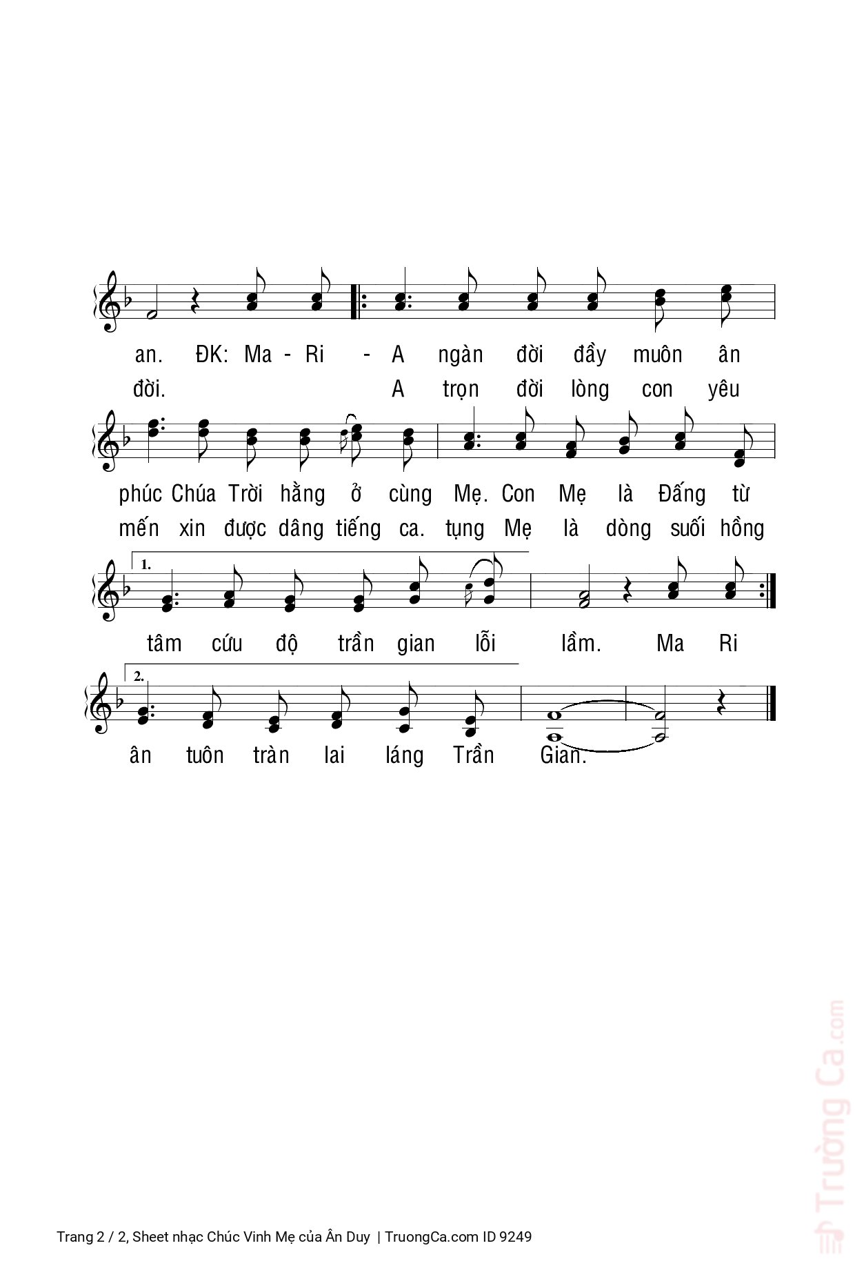 Page 2 of Sheet music PDF Chúc Vinh Mẹ - Ân Duy