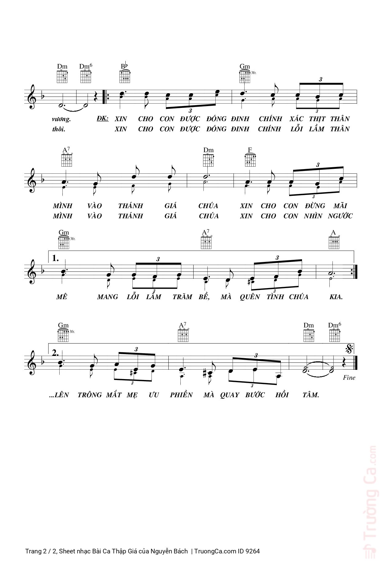 Page 2 of Sheet music PDF Bài Ca Thập Giá - Nguyễn Bách