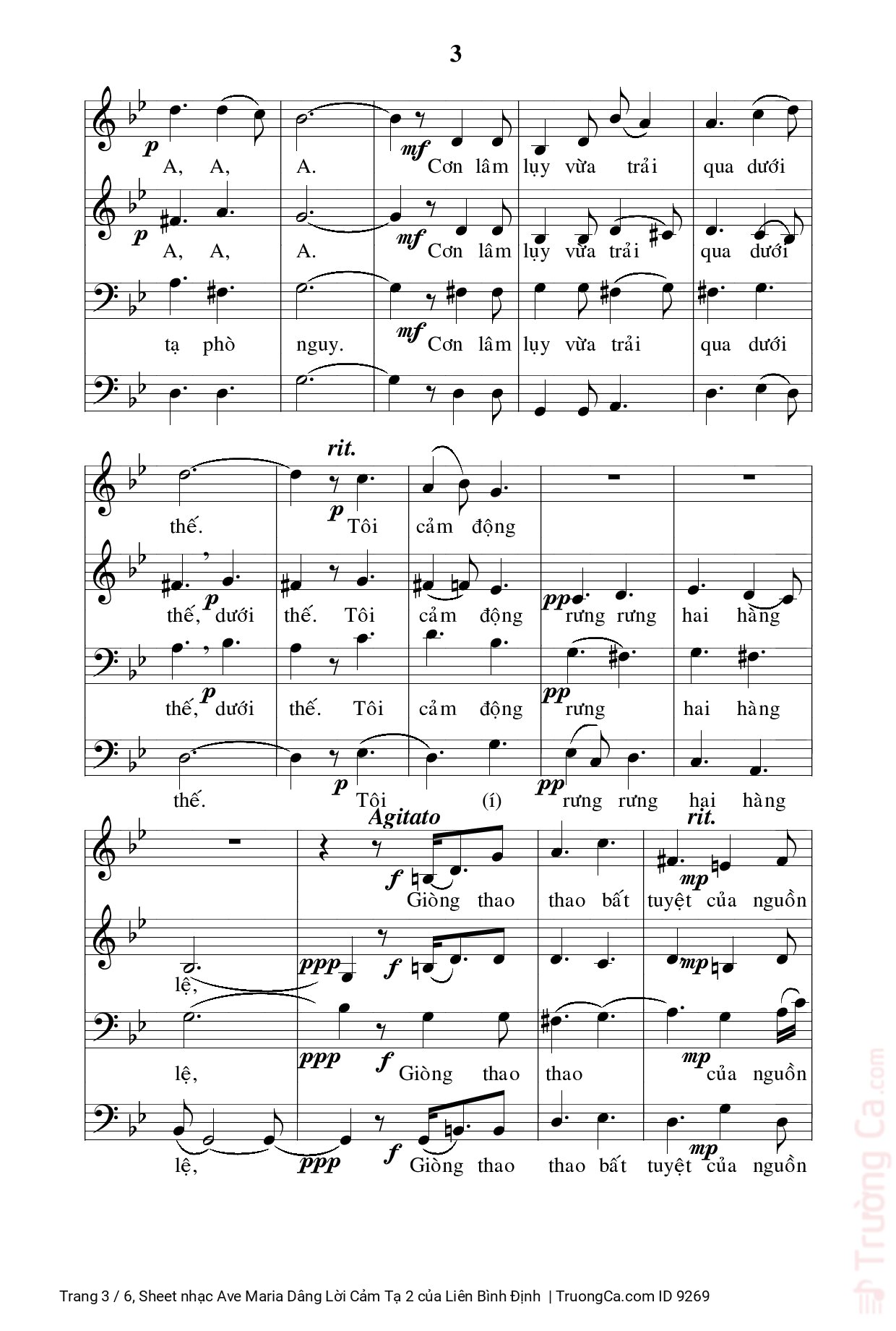 Page 3 of Sheet music PDF Ave Maria Dâng Lời Cảm Tạ 2 - Liên Bình Định