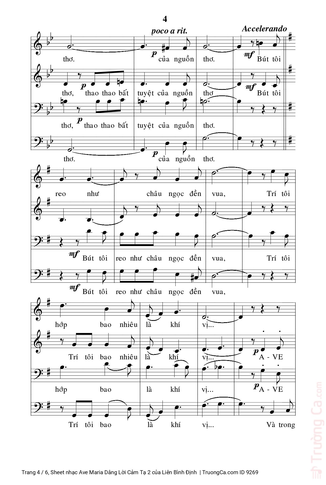 Page 4 of Sheet music PDF Ave Maria Dâng Lời Cảm Tạ 2 - Liên Bình Định