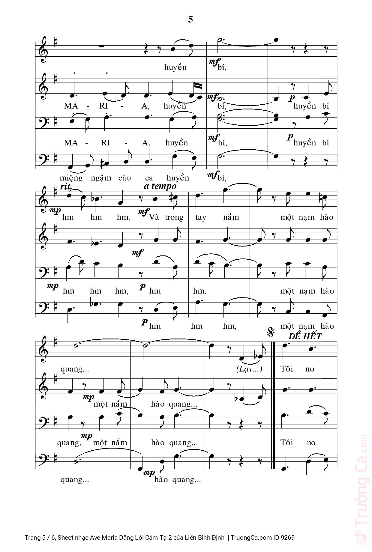Page 5 of Sheet music PDF Ave Maria Dâng Lời Cảm Tạ 2 - Liên Bình Định