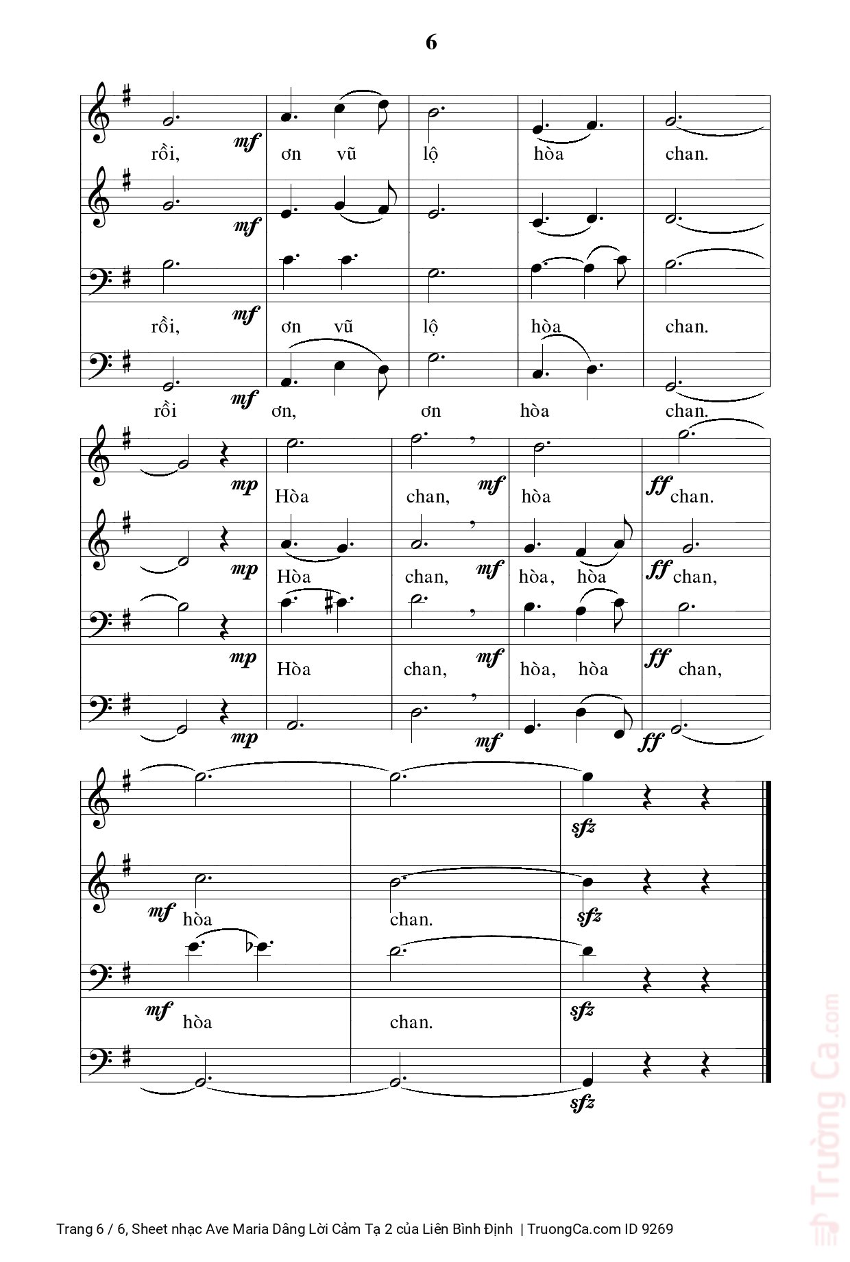 Page 6 of Sheet music PDF Ave Maria Dâng Lời Cảm Tạ 2 - Liên Bình Định