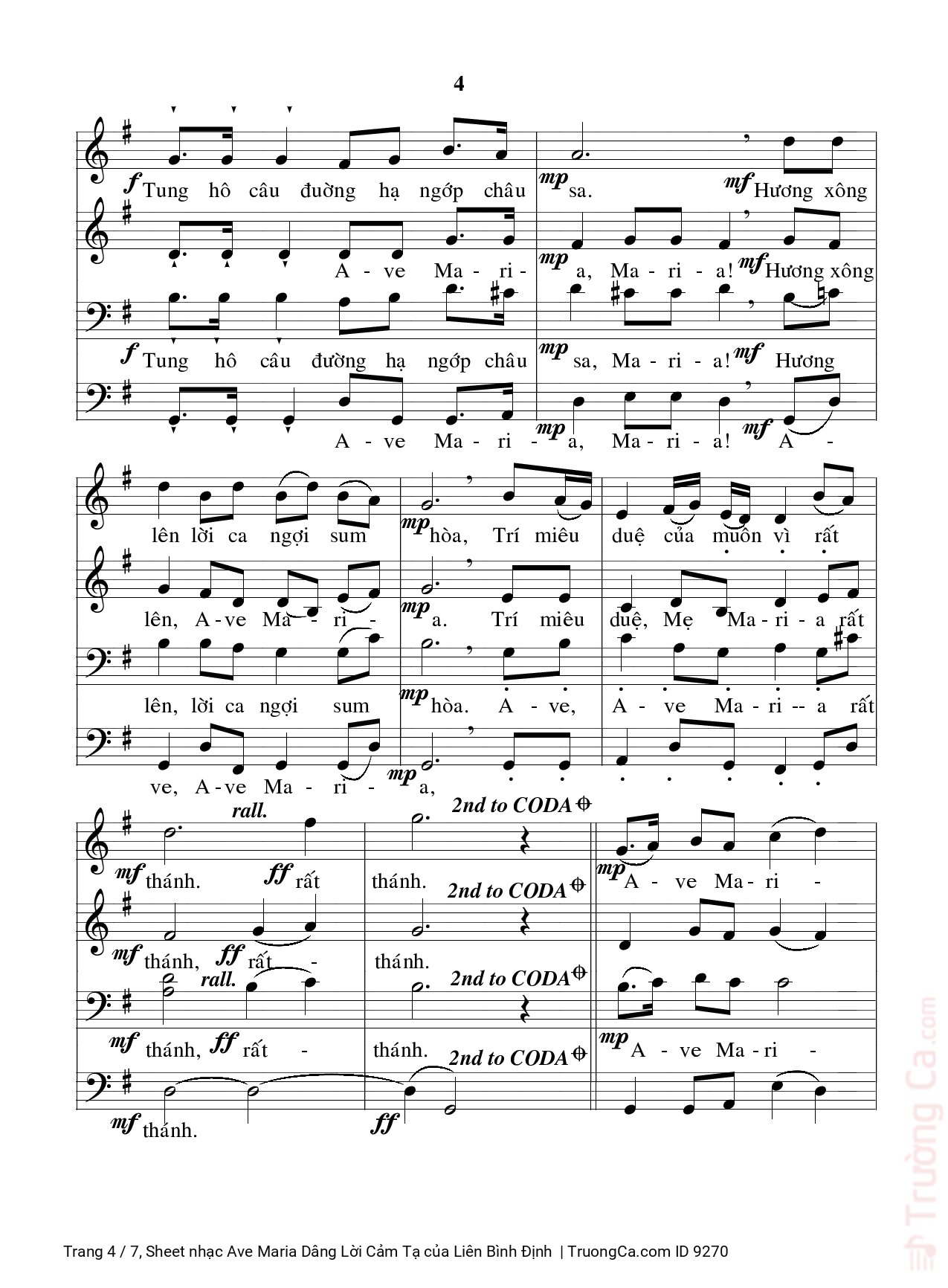 Page 4 of Sheet music PDF Ave Maria Dâng Lời Cảm Tạ - Liên Bình Định