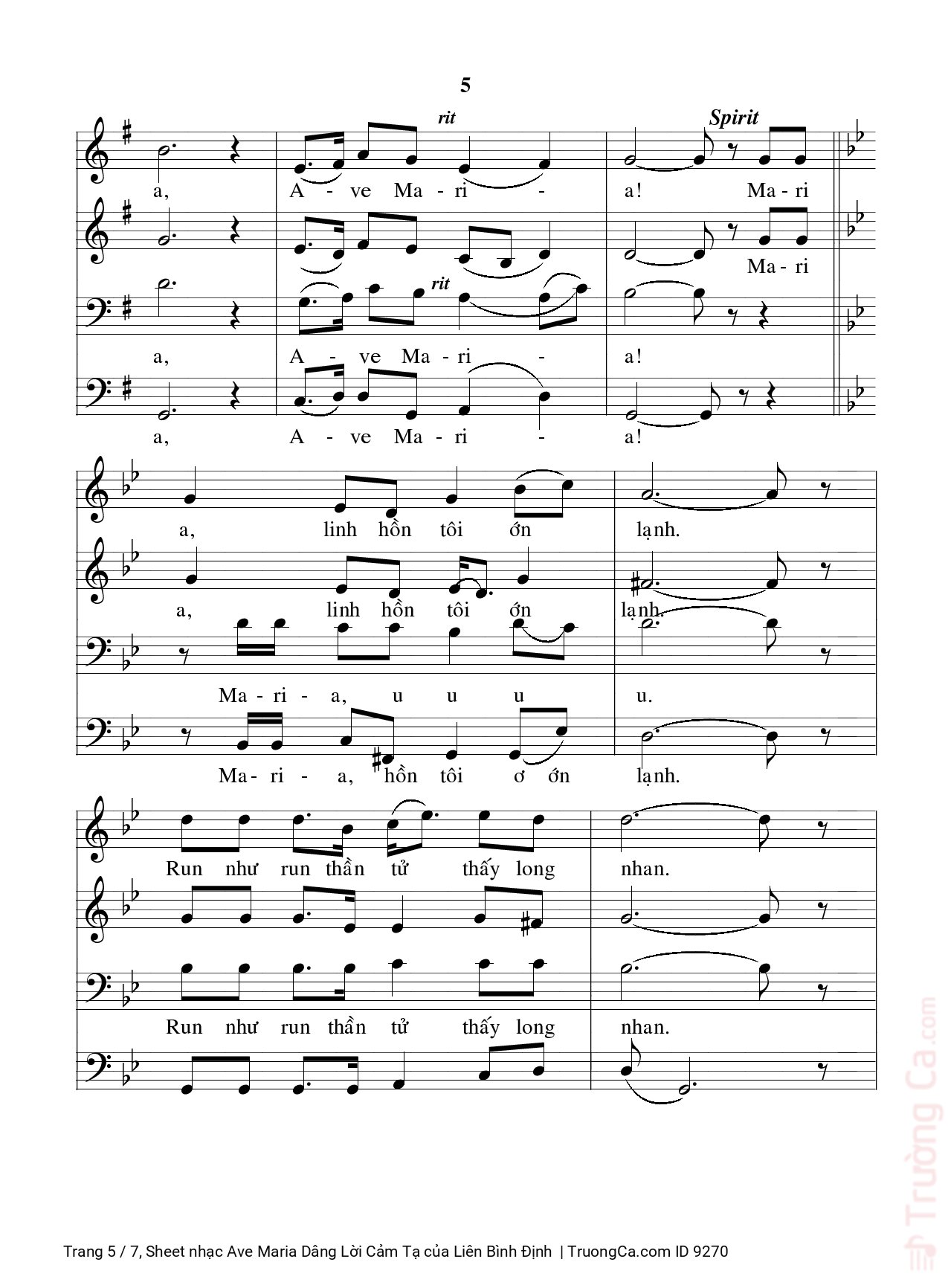 Page 5 of Sheet music PDF Ave Maria Dâng Lời Cảm Tạ - Liên Bình Định