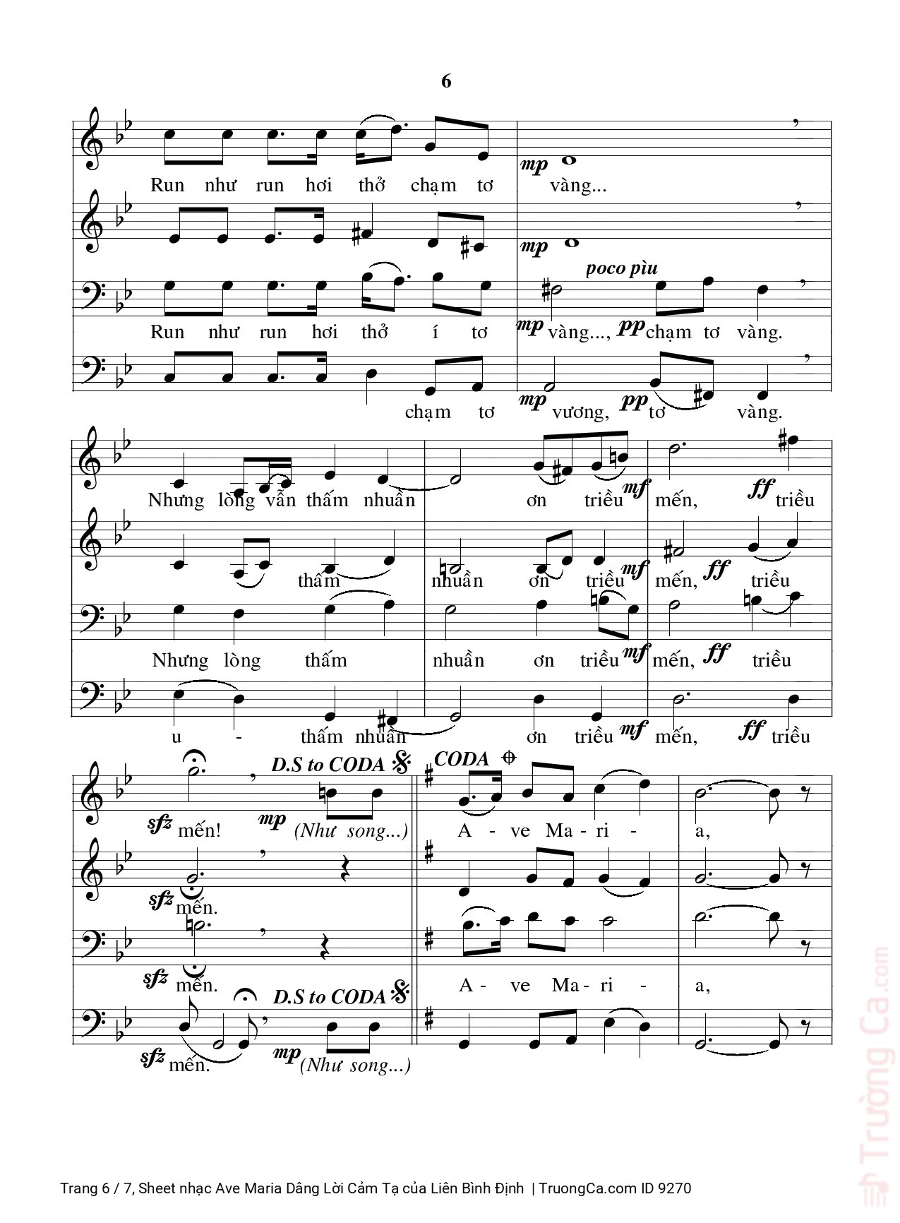 Page 6 of Sheet music PDF Ave Maria Dâng Lời Cảm Tạ - Liên Bình Định