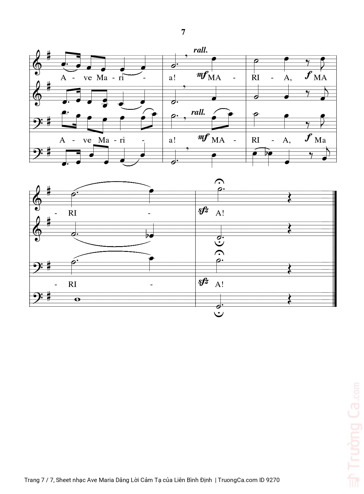 Page 7 of Sheet music PDF Ave Maria Dâng Lời Cảm Tạ - Liên Bình Định
