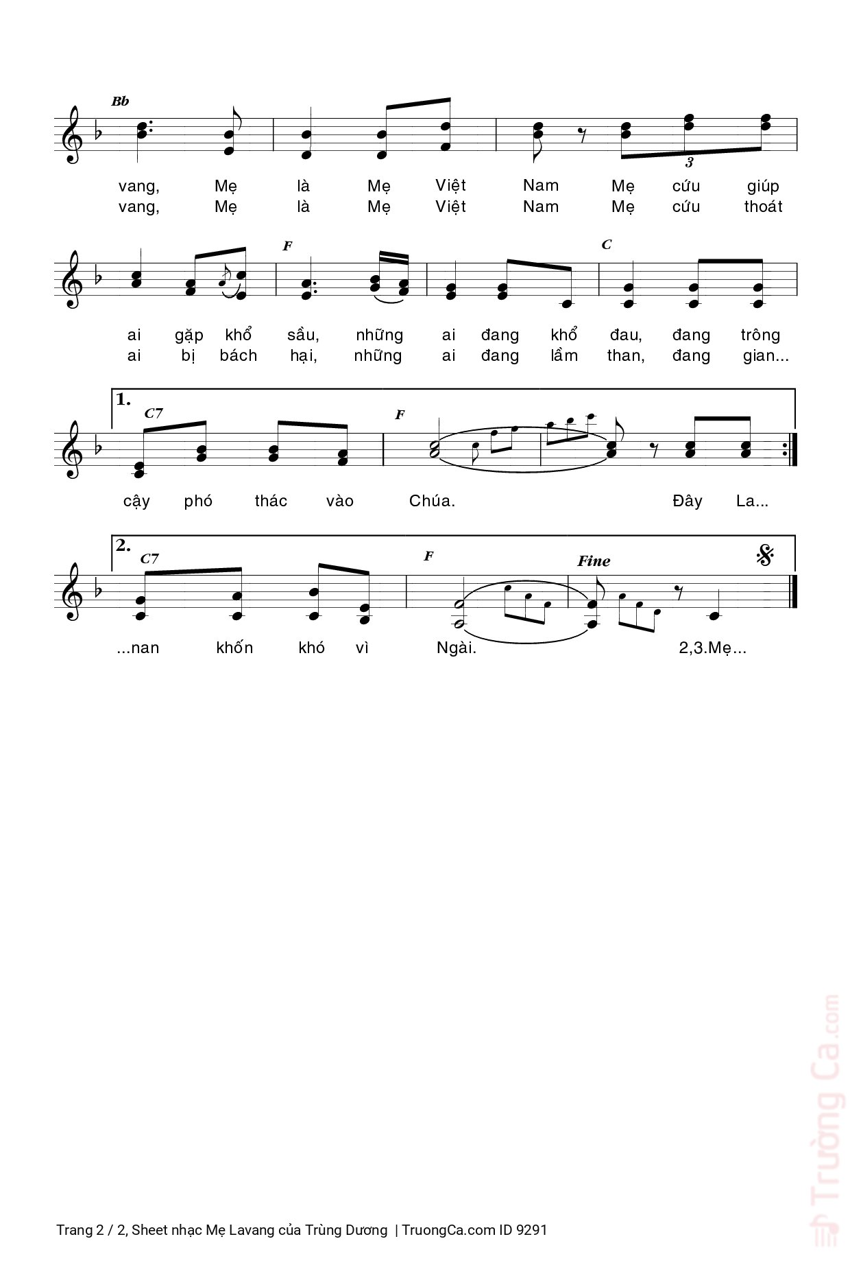 Mẹ ơi đau thương khốn khó ngập tràn hỡi người La vang, Trang 2