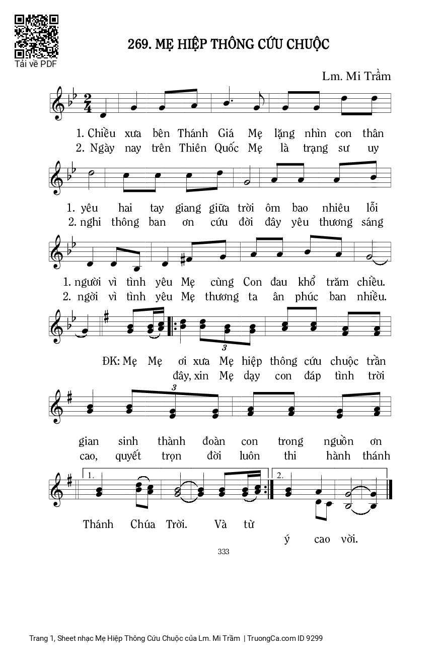 Sheet PDF of Mẹ Hiệp Thông Cứu Chuộc