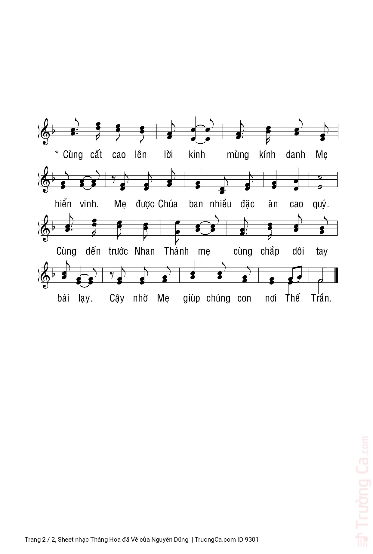 Page 2 of Sheet music PDF Tháng Hoa đã Về - Nguyên Dũng