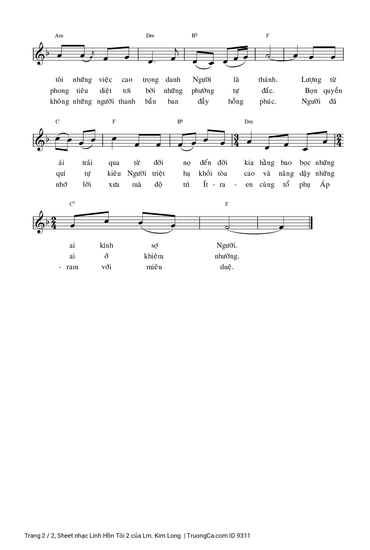 Page 2 of Sheet music PDF Linh Hồn Tôi 2 - Lm. Kim Long