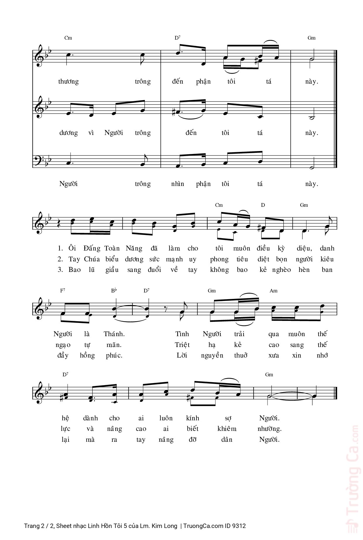 Page 2 of Sheet music PDF Linh Hồn Tôi 5 - Lm. Kim Long