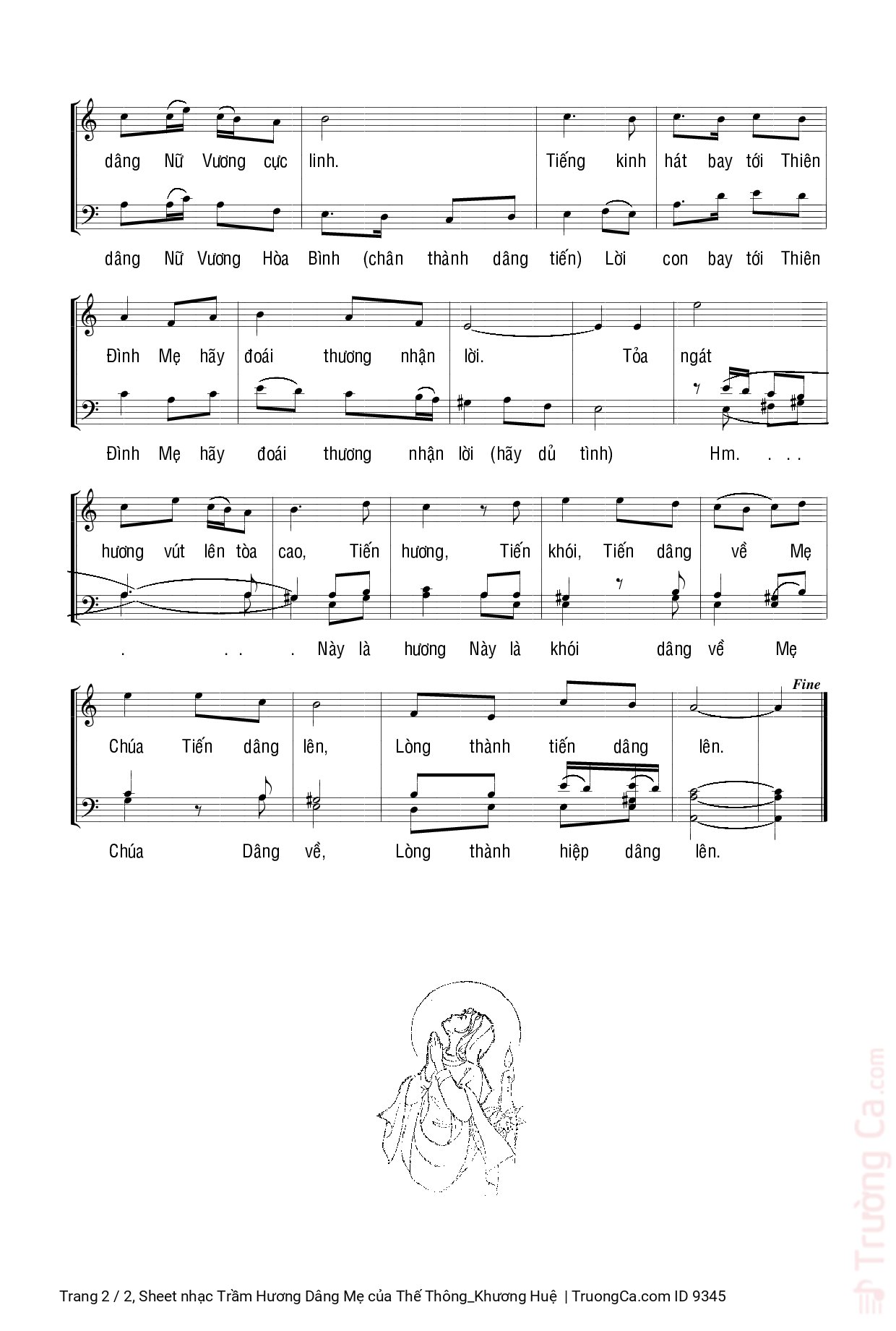 Page 2 of Sheet music PDF Trầm Hương Dâng Mẹ - Thế Thông_Khương Huệ