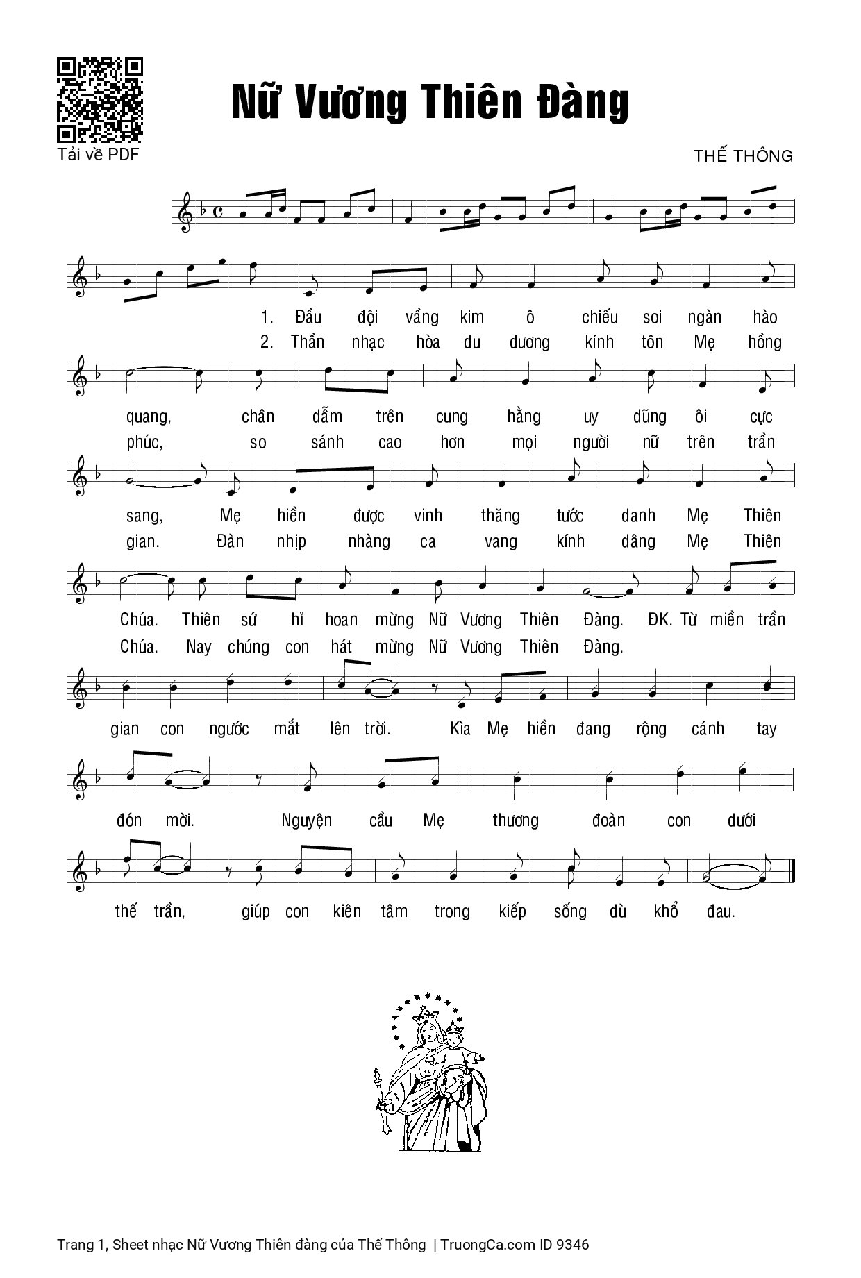 Sheet PDF of Nữ Vương Thiên đàng