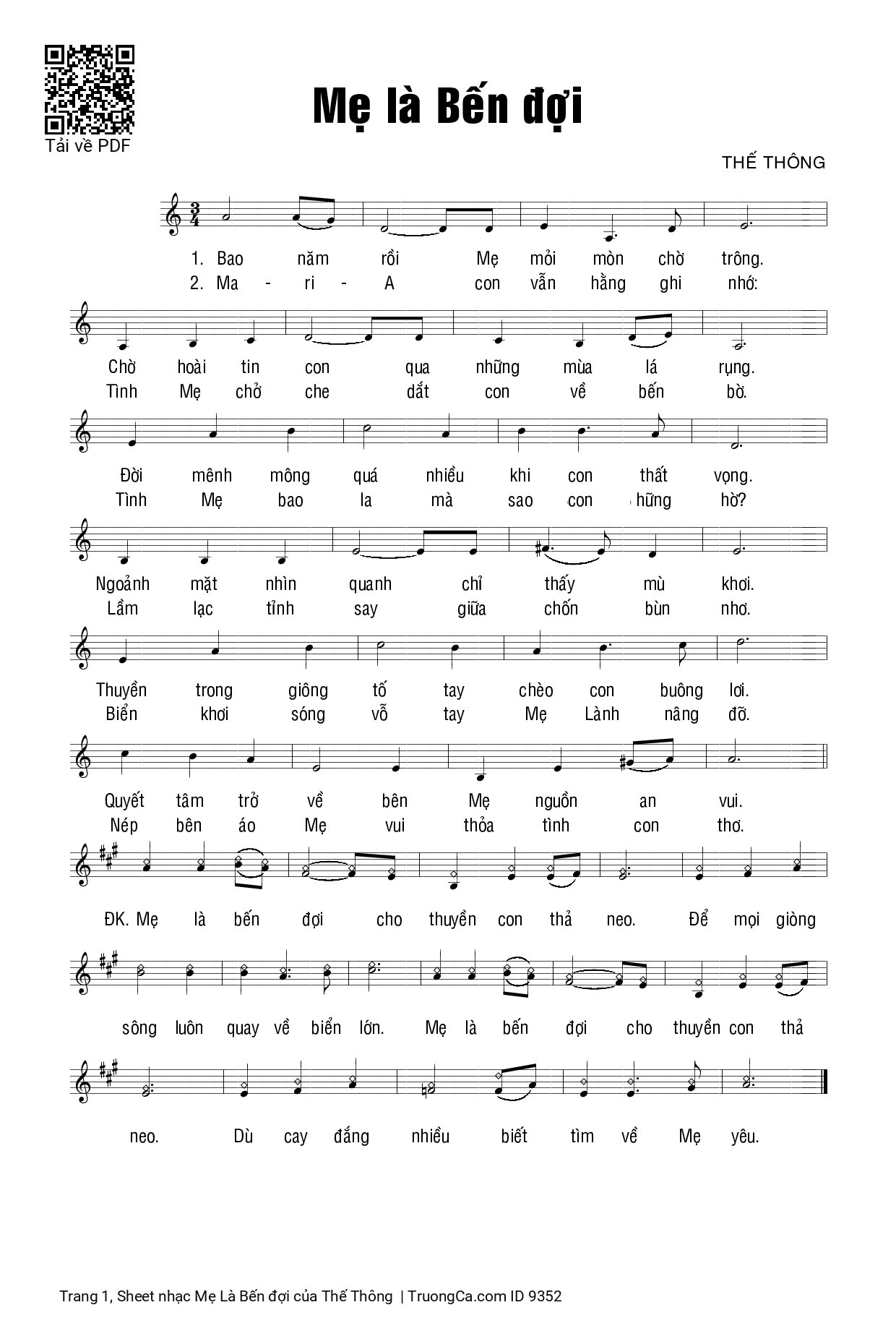 Sheet PDF of Mẹ Là Bến đợi