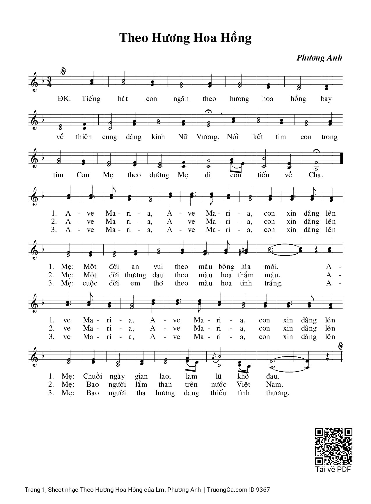 Sheet PDF of Theo Hương Hoa Hồng