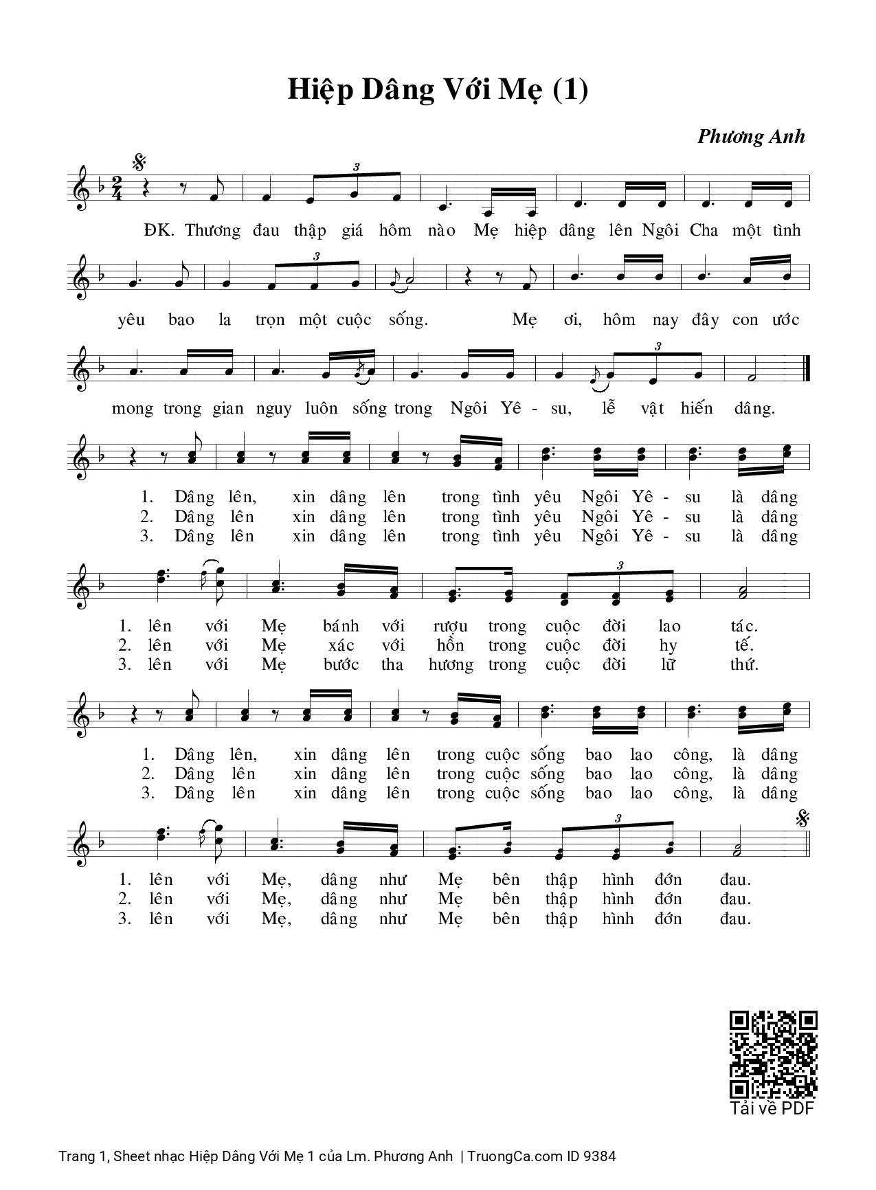 Sheet PDF of Hiệp Dâng Với Mẹ 1