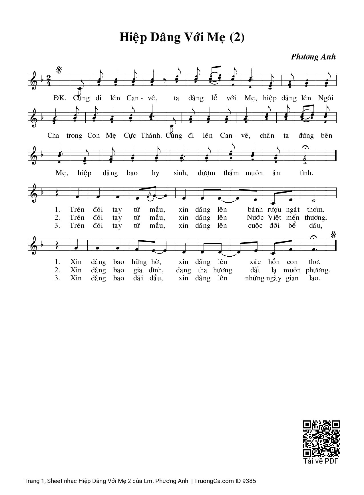 Sheet PDF of Hiệp Dâng Với Mẹ 2