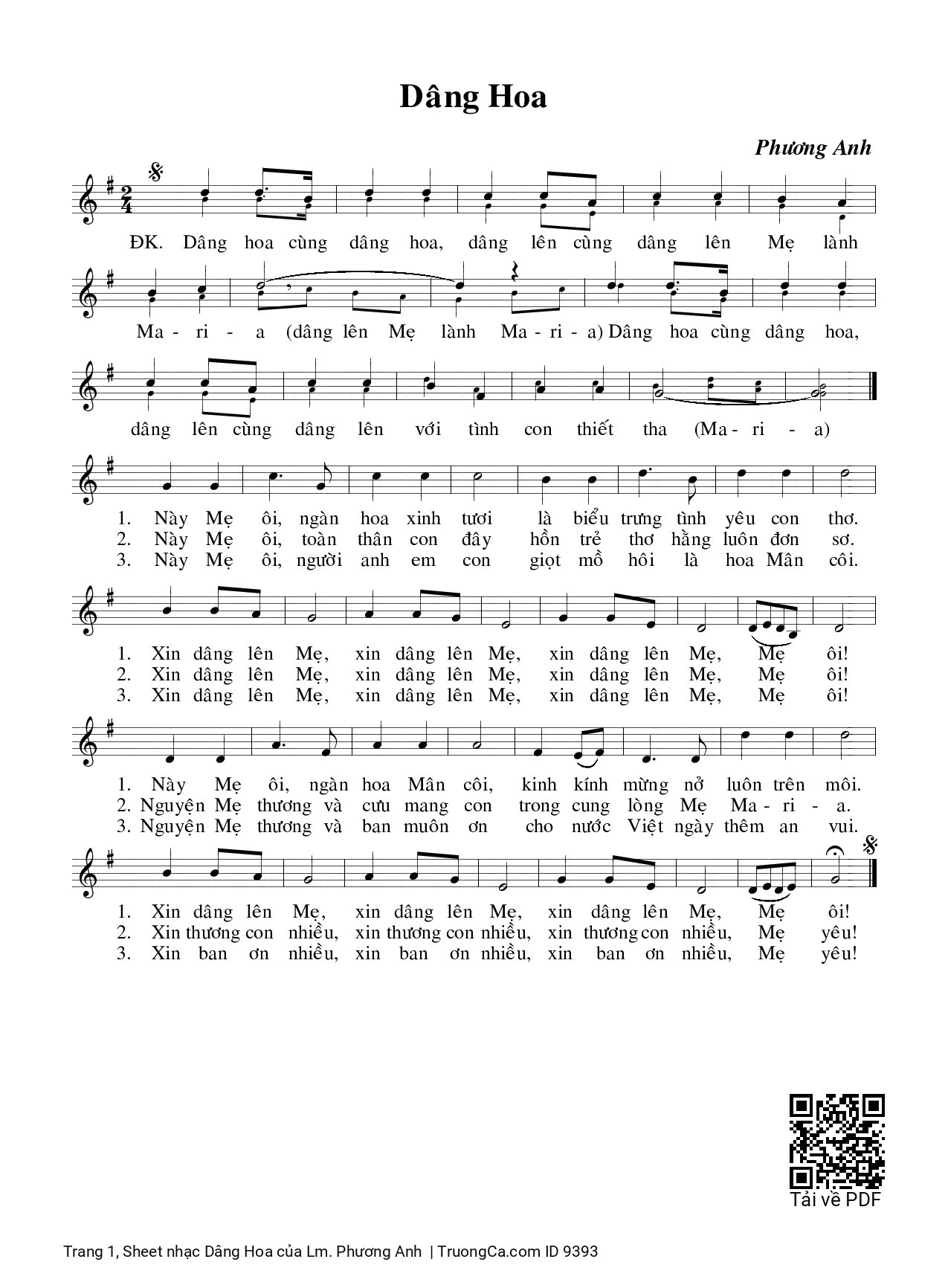 Dâng Hoa - Lm. Phương Anh