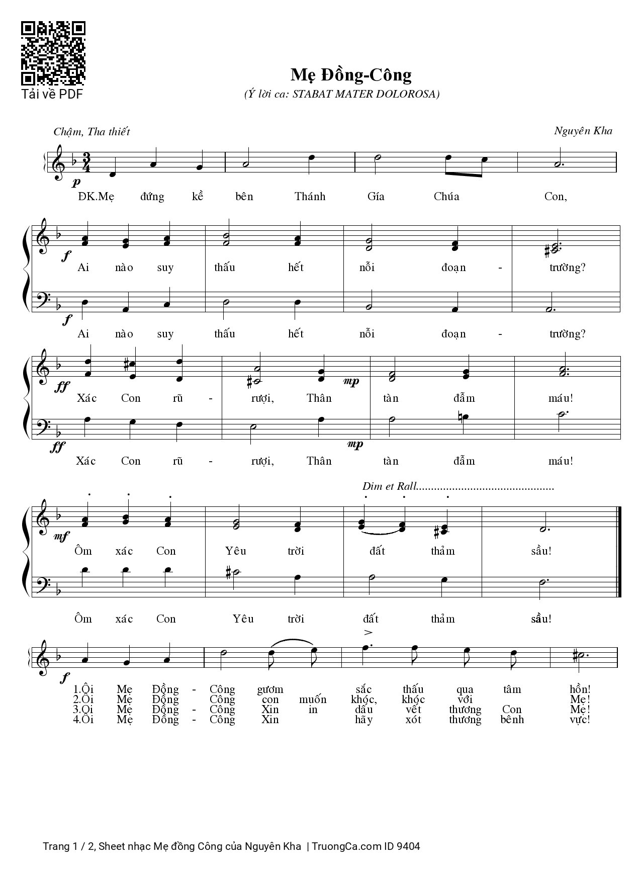 Sheet PDF of Mẹ đồng Công