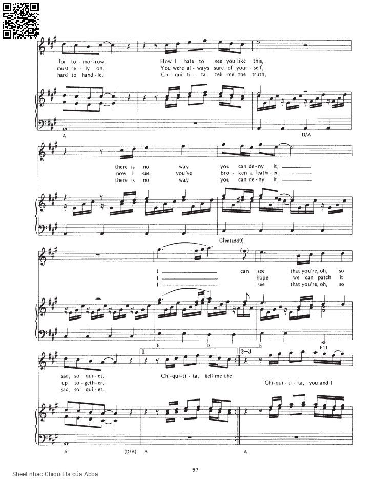 Page 2 of Sheet music PDF Chiquitita - Abba
