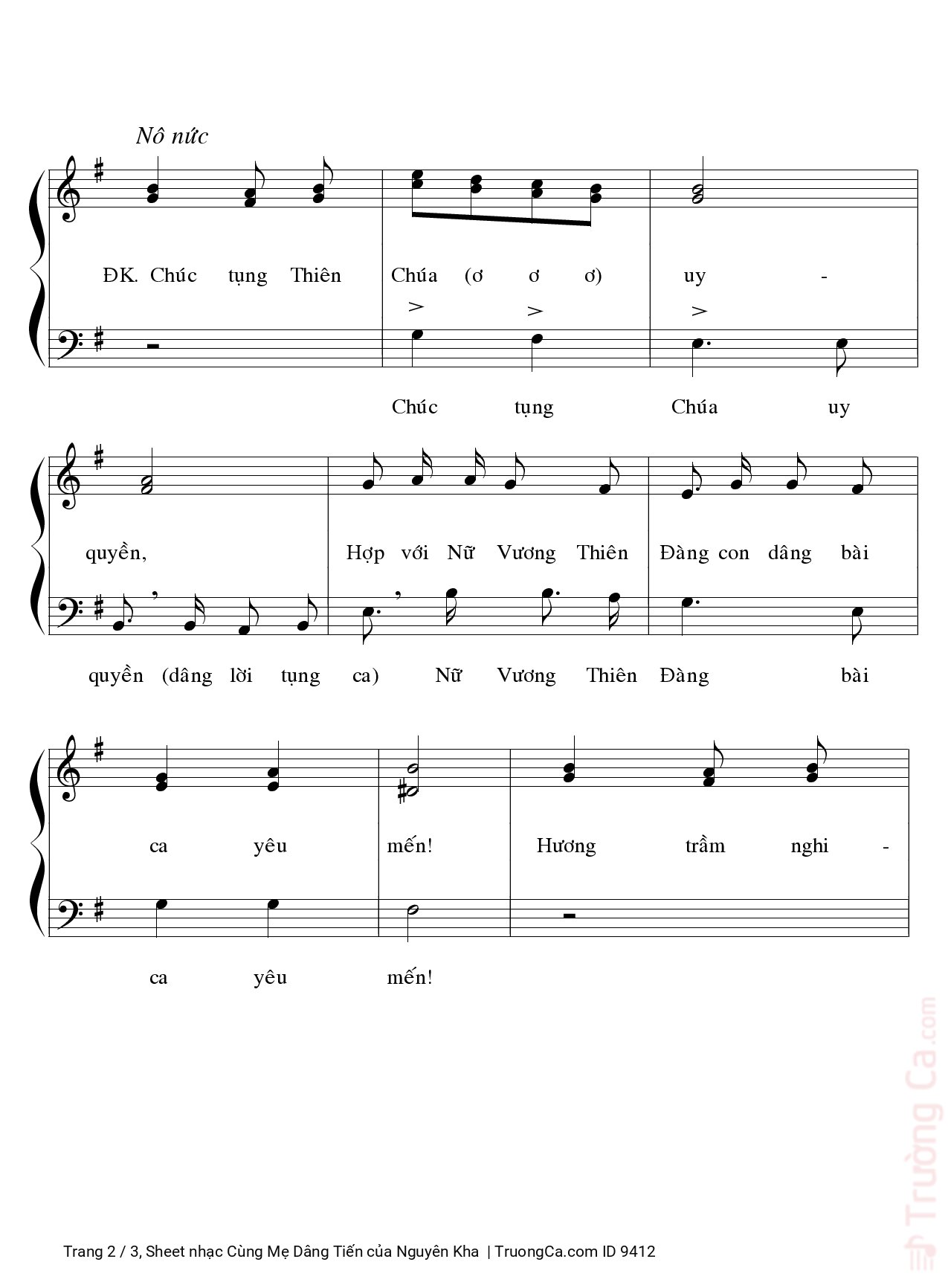 Page 2 of Sheet music PDF Cùng Mẹ Dâng Tiến - Nguyên Kha