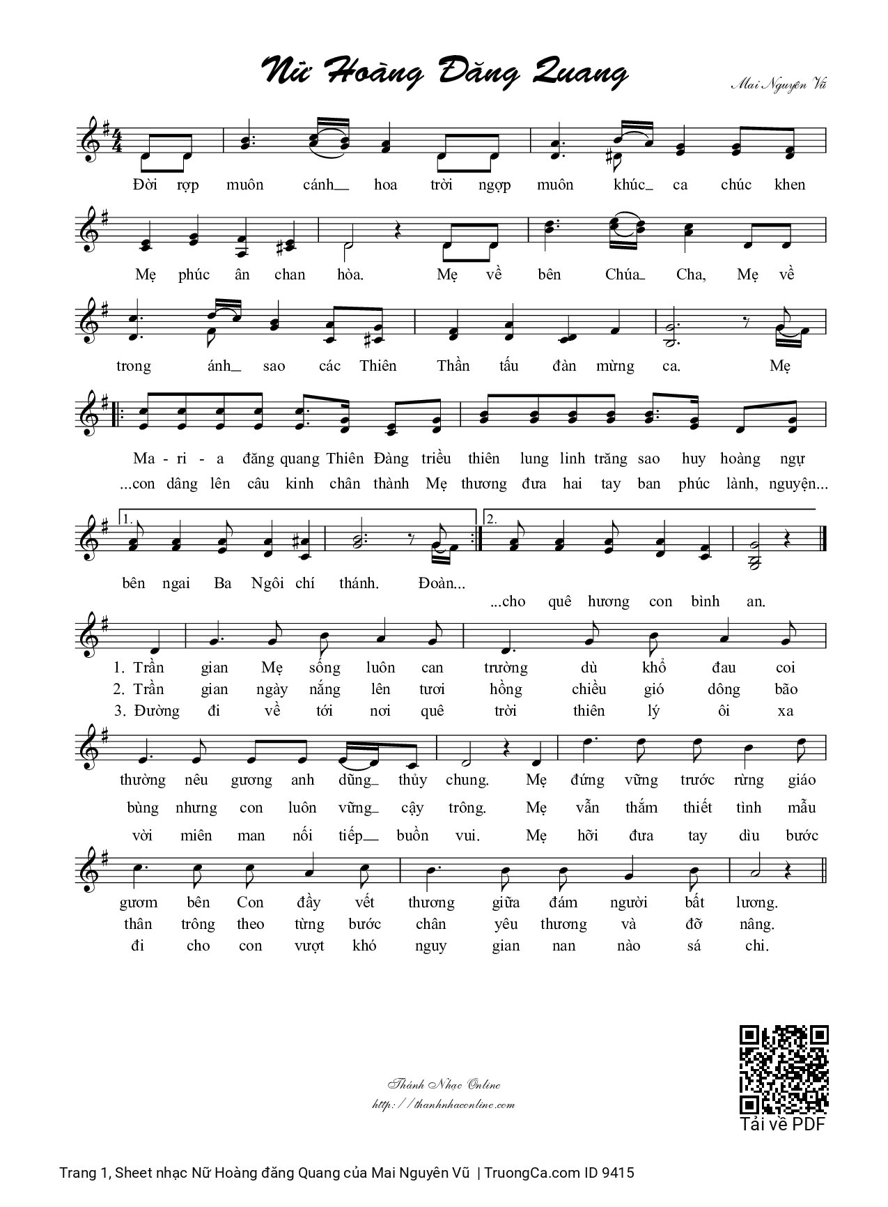 Sheet PDF of Nữ Hoàng đăng Quang