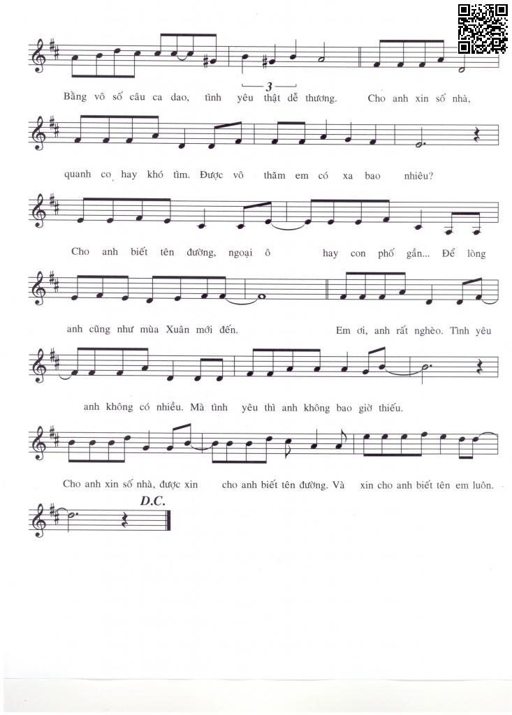 Page 2 of Sheet music PDF Cho anh xin số nhà - Trần Thiện Thanh