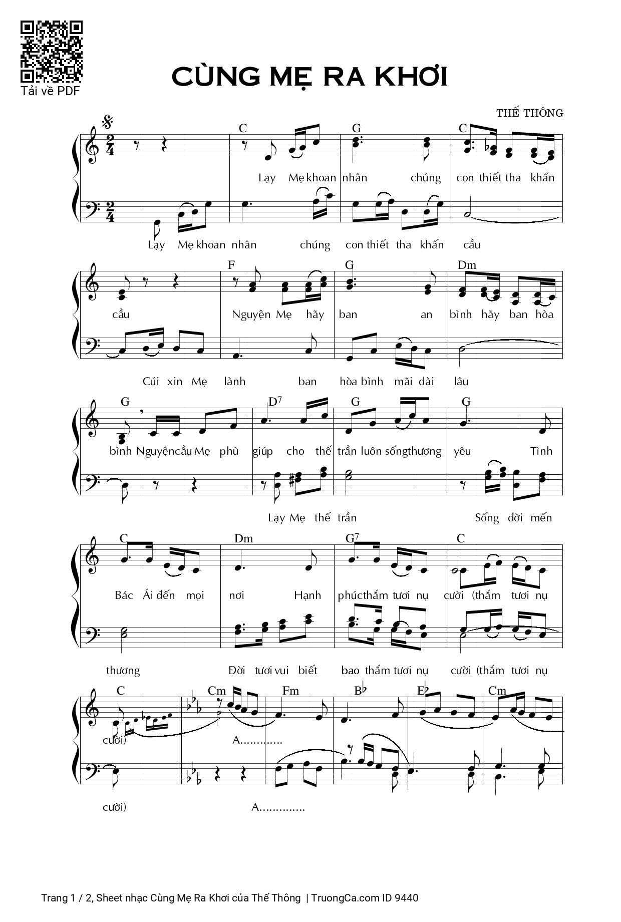 Sheet PDF of Cùng Mẹ Ra Khơi