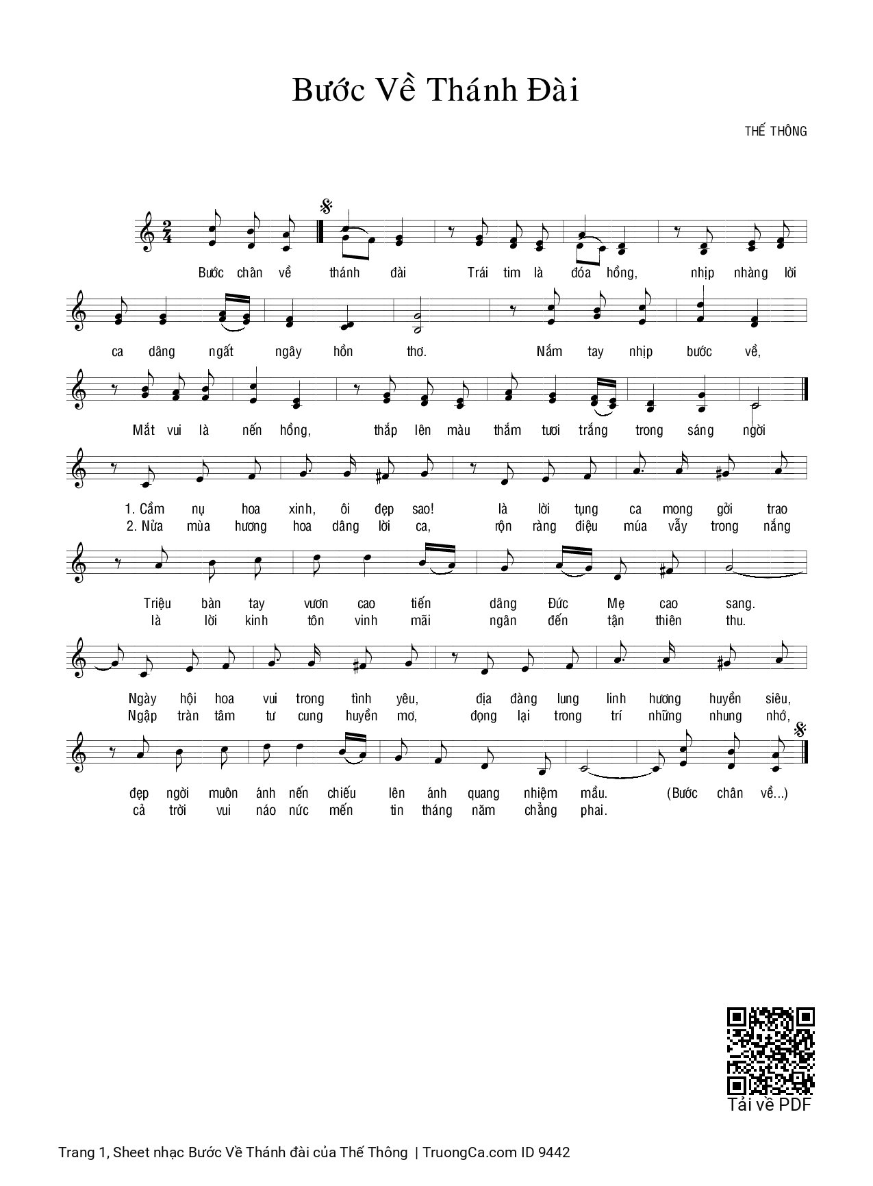 Sheet PDF of Bước Về Thánh đài