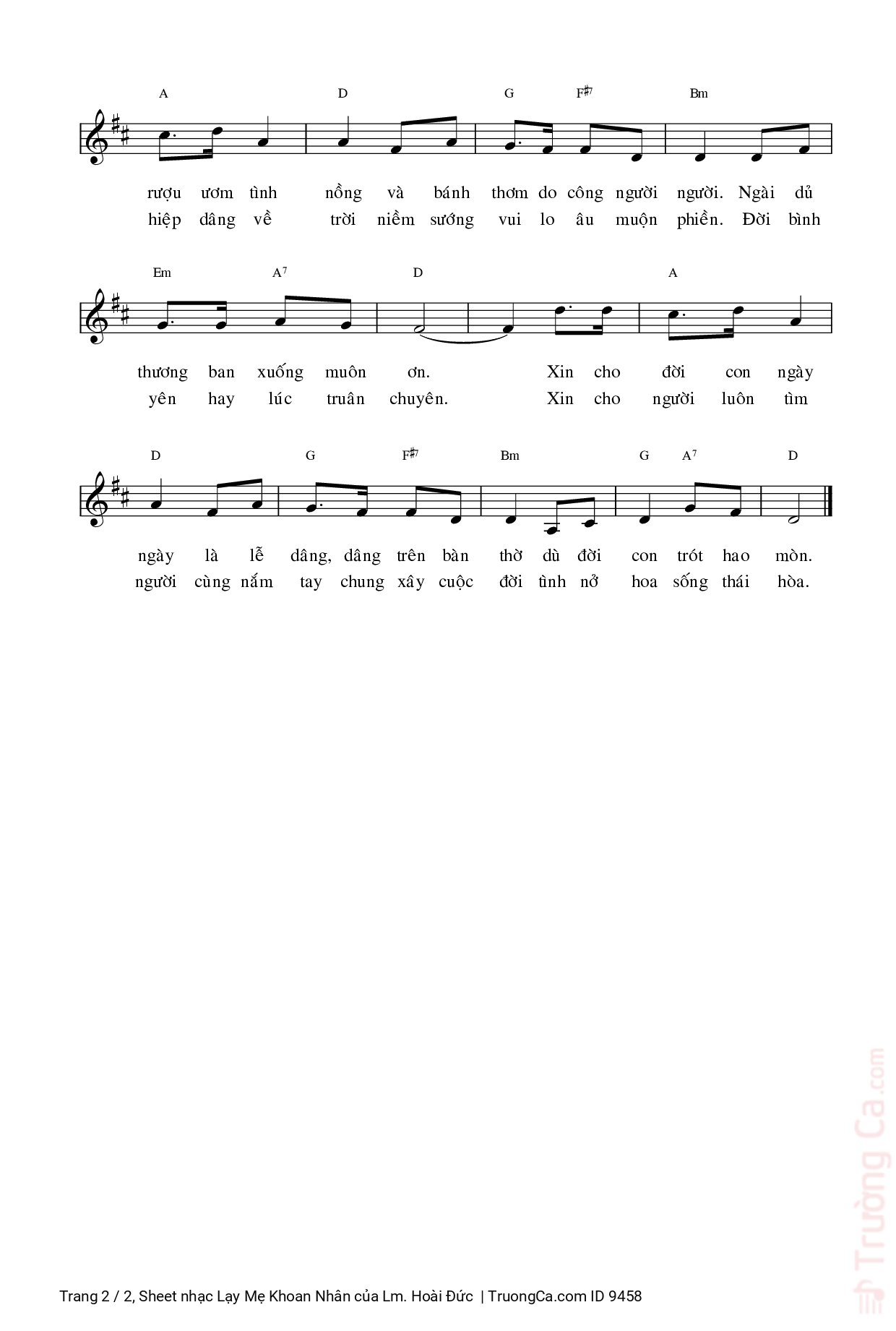 Page 2 of Sheet music PDF Lạy Mẹ Khoan Nhân - Lm. Hoài Đức