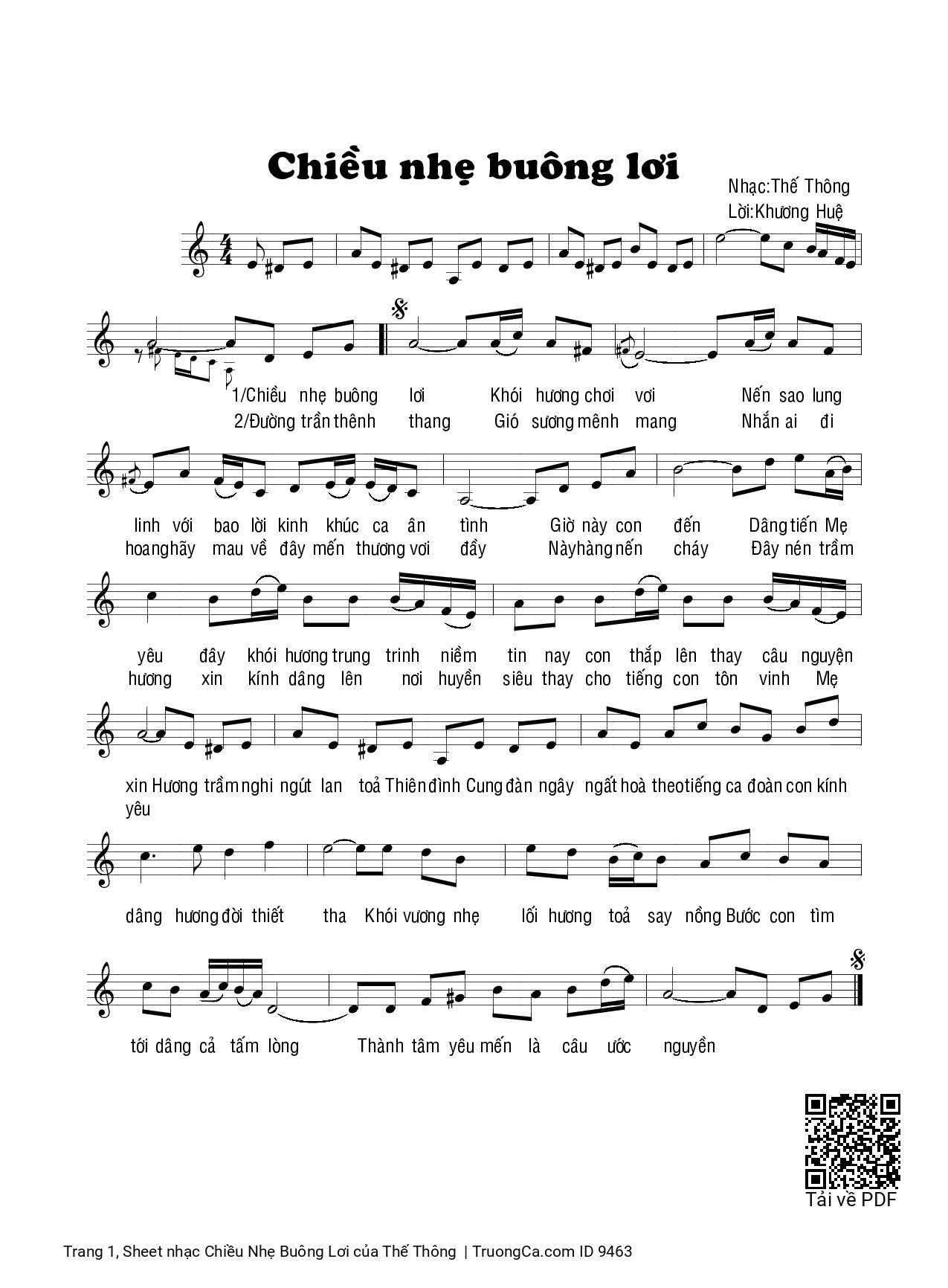 Sheet PDF of Chiều Nhẹ Buông Lơi