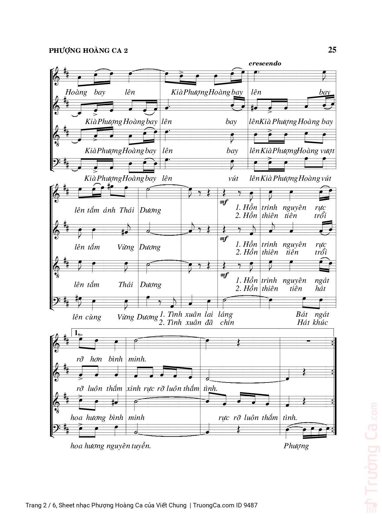 Page 2 of Sheet music PDF Phượng Hoàng Ca - Viết Chung