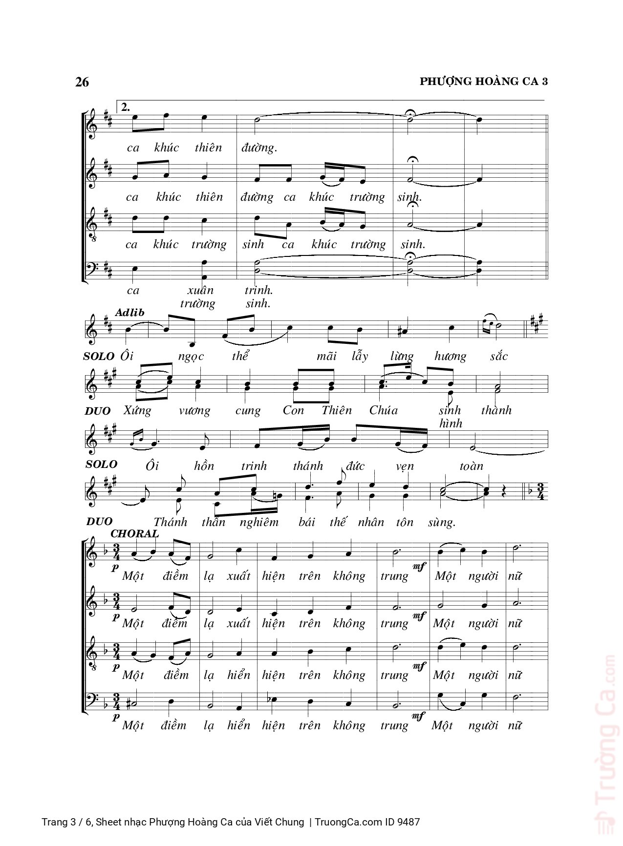 Page 3 of Sheet music PDF Phượng Hoàng Ca - Viết Chung