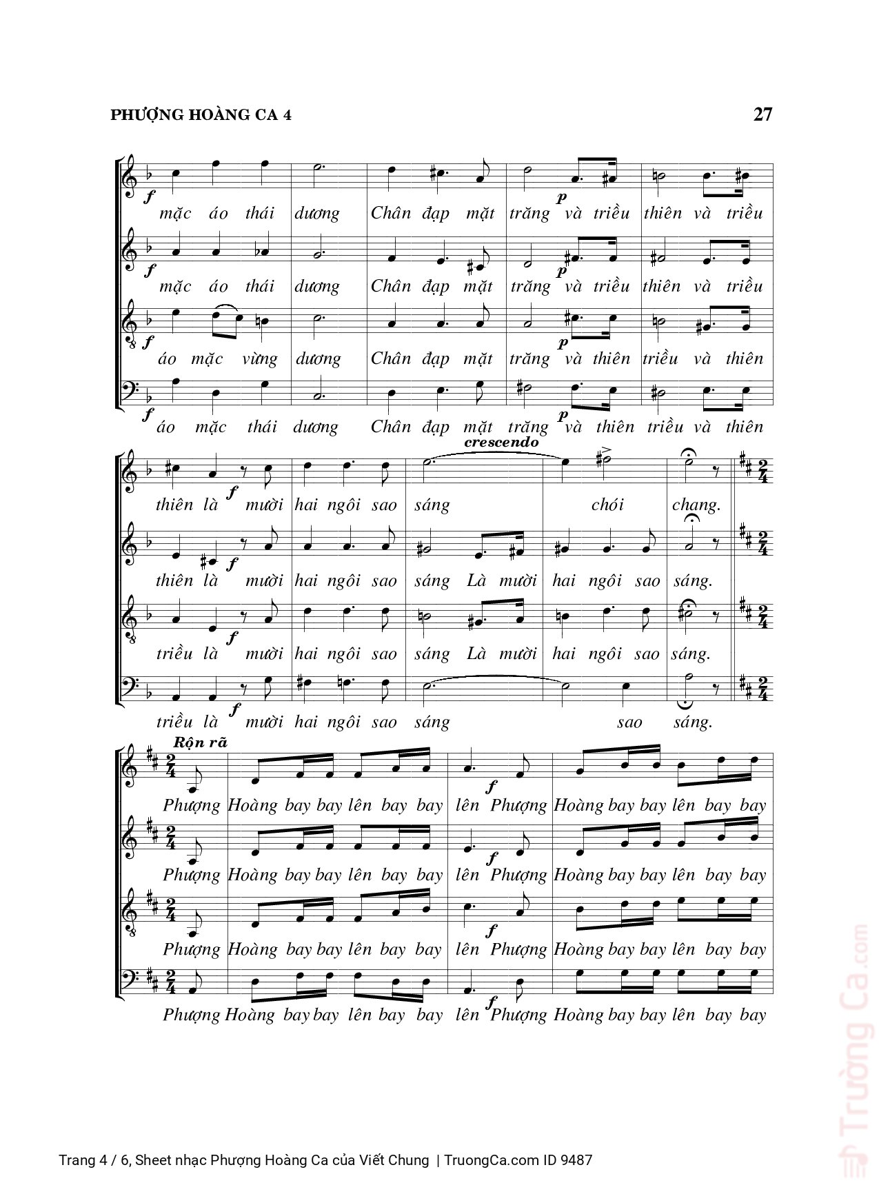Page 4 of Sheet music PDF Phượng Hoàng Ca - Viết Chung