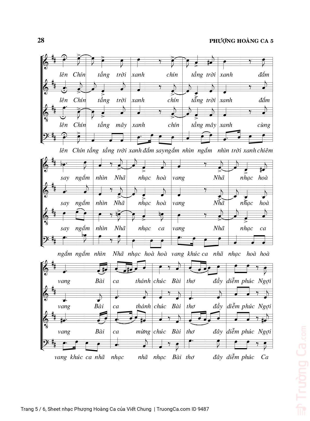 Page 5 of Sheet music PDF Phượng Hoàng Ca - Viết Chung