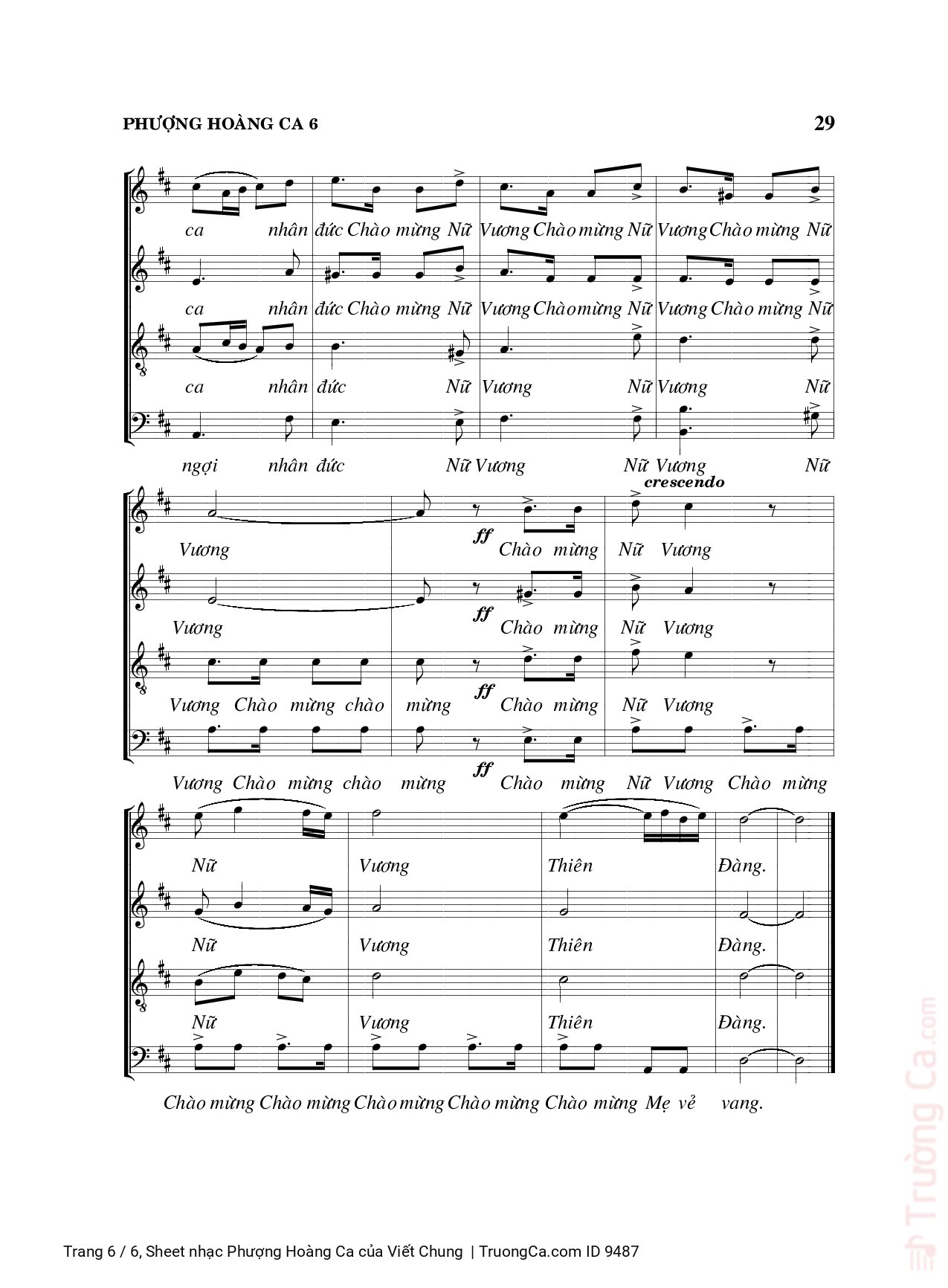 Page 6 of Sheet music PDF Phượng Hoàng Ca - Viết Chung