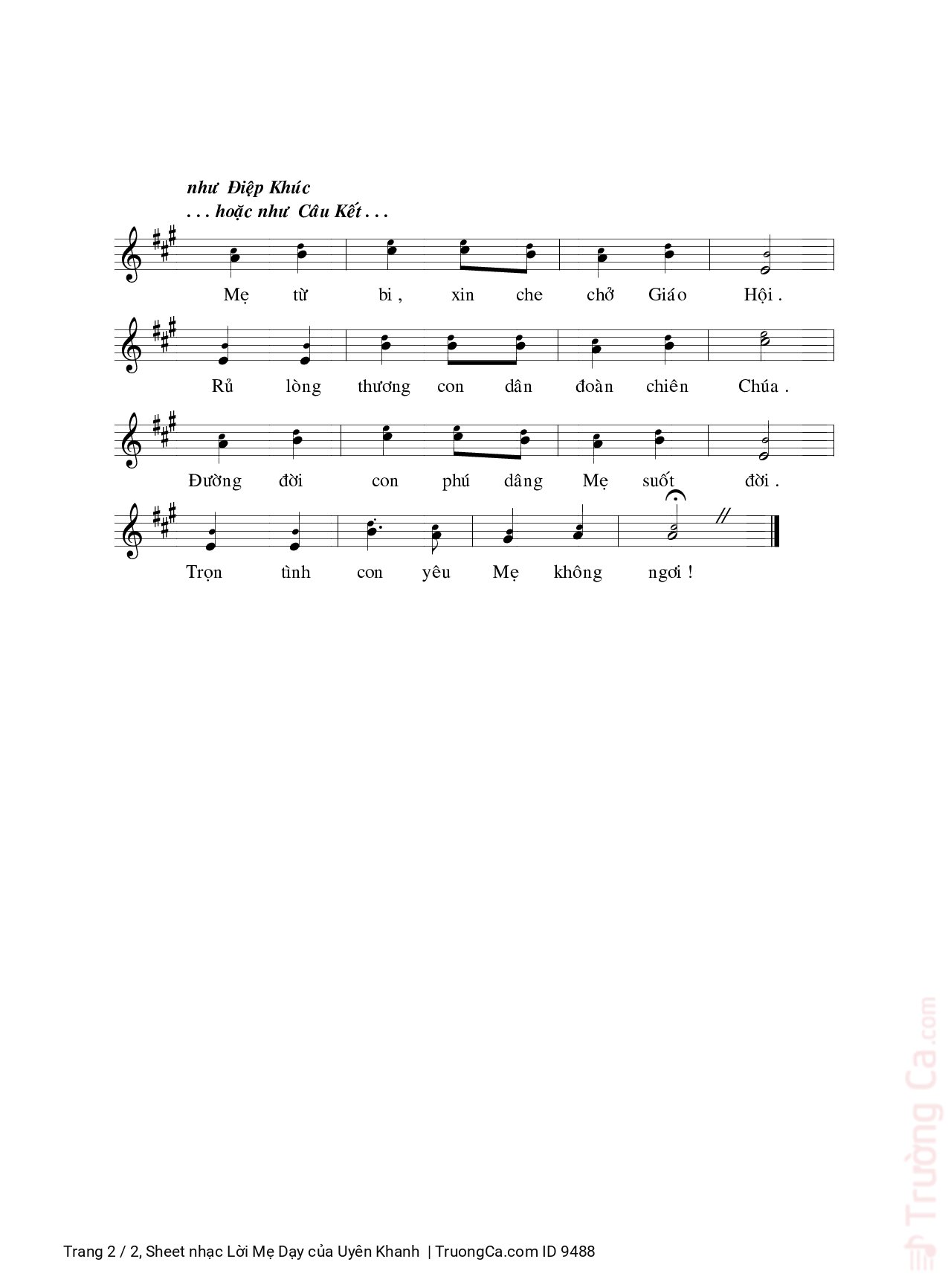 Page 2 of Sheet music PDF Lời Mẹ Dạy - Uyên Khanh
