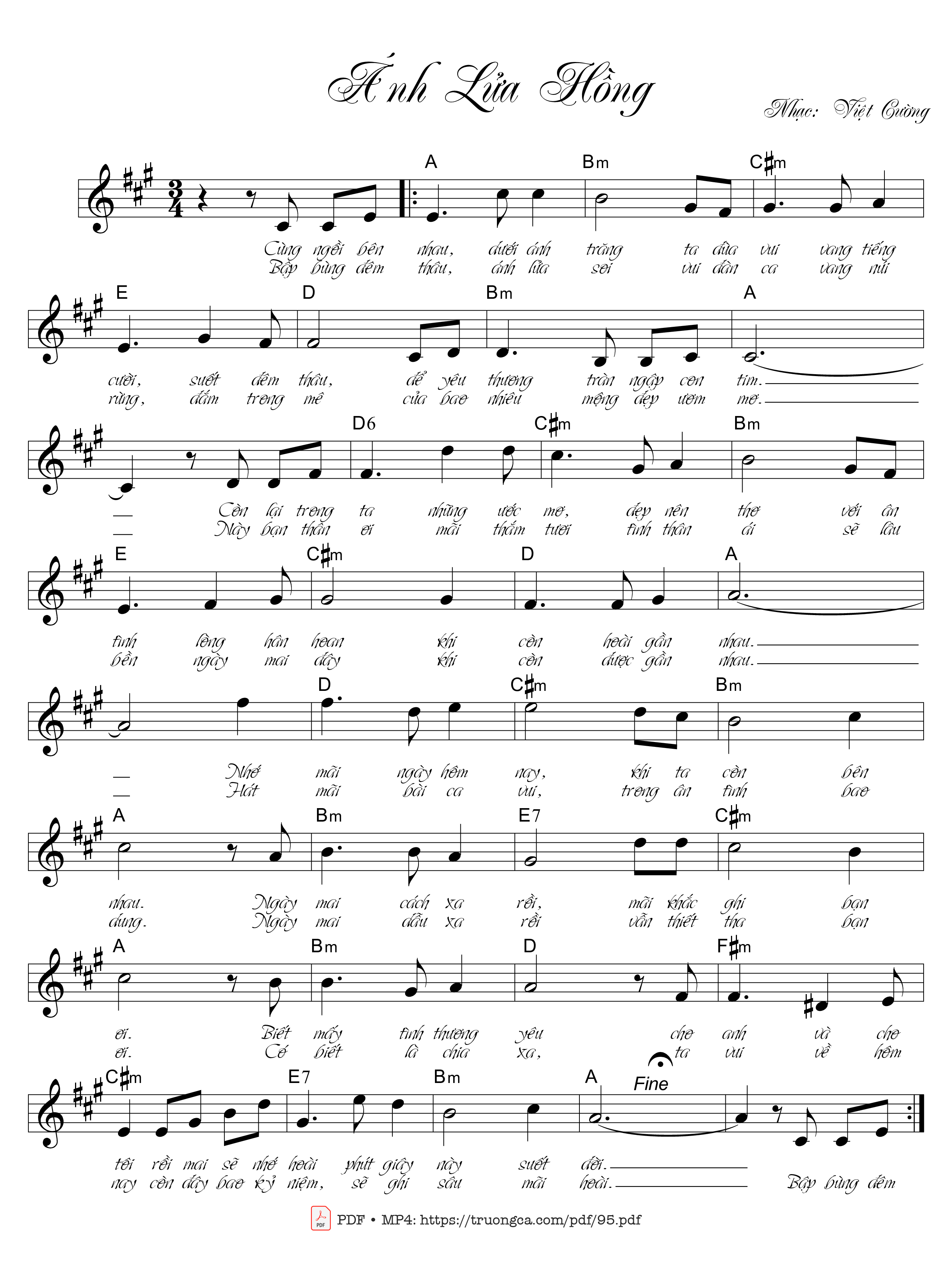 Page 2 of Sheet music PDF Ánh lửa hồng - Việt Cường