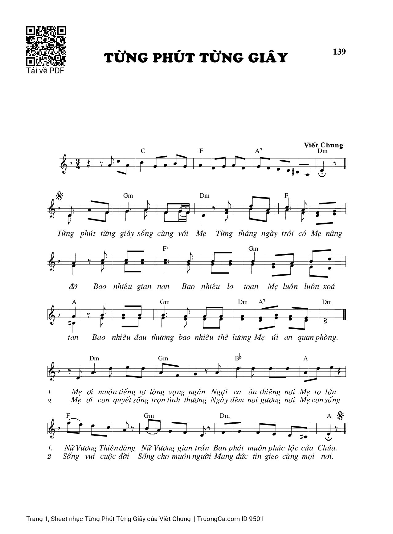 Sheet PDF of Từng Phút Từng Giây