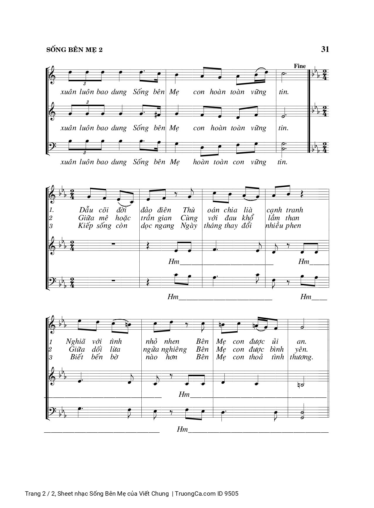 Page 2 of Sheet music PDF Sống Bên Mẹ - Viết Chung