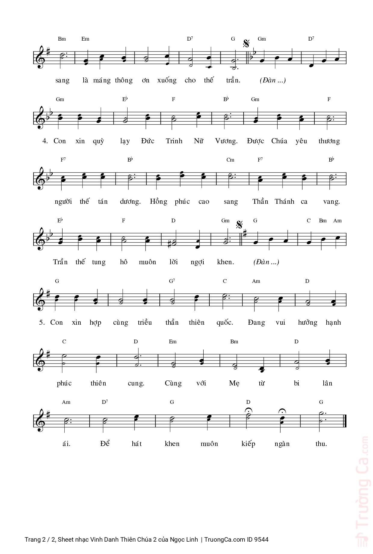 Page 2 of Sheet music PDF Vinh Danh Thiên Chúa 2 - Ngọc Linh