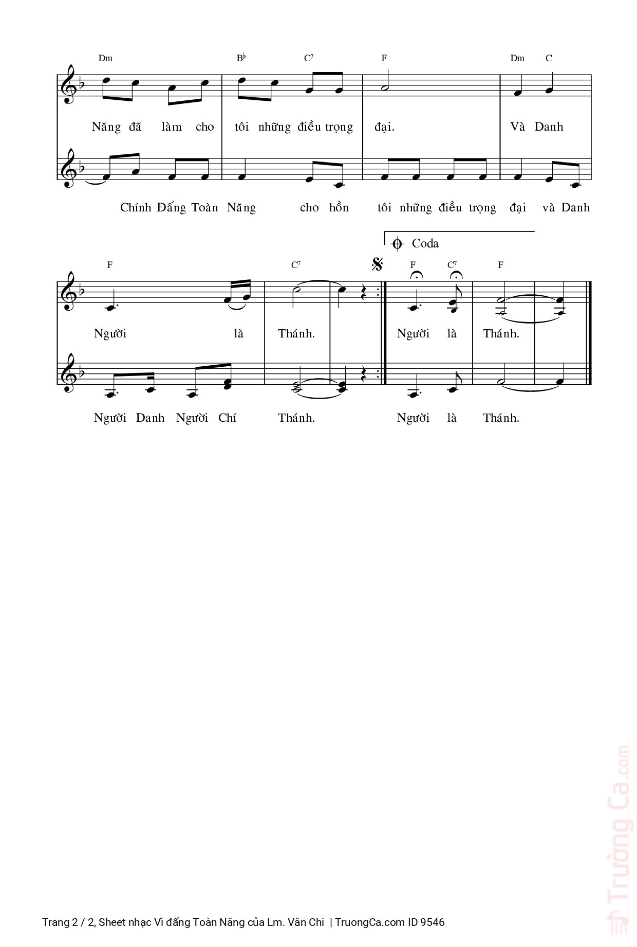 Page 2 of Sheet music PDF Vì đấng Toàn Năng - Lm. Văn Chi