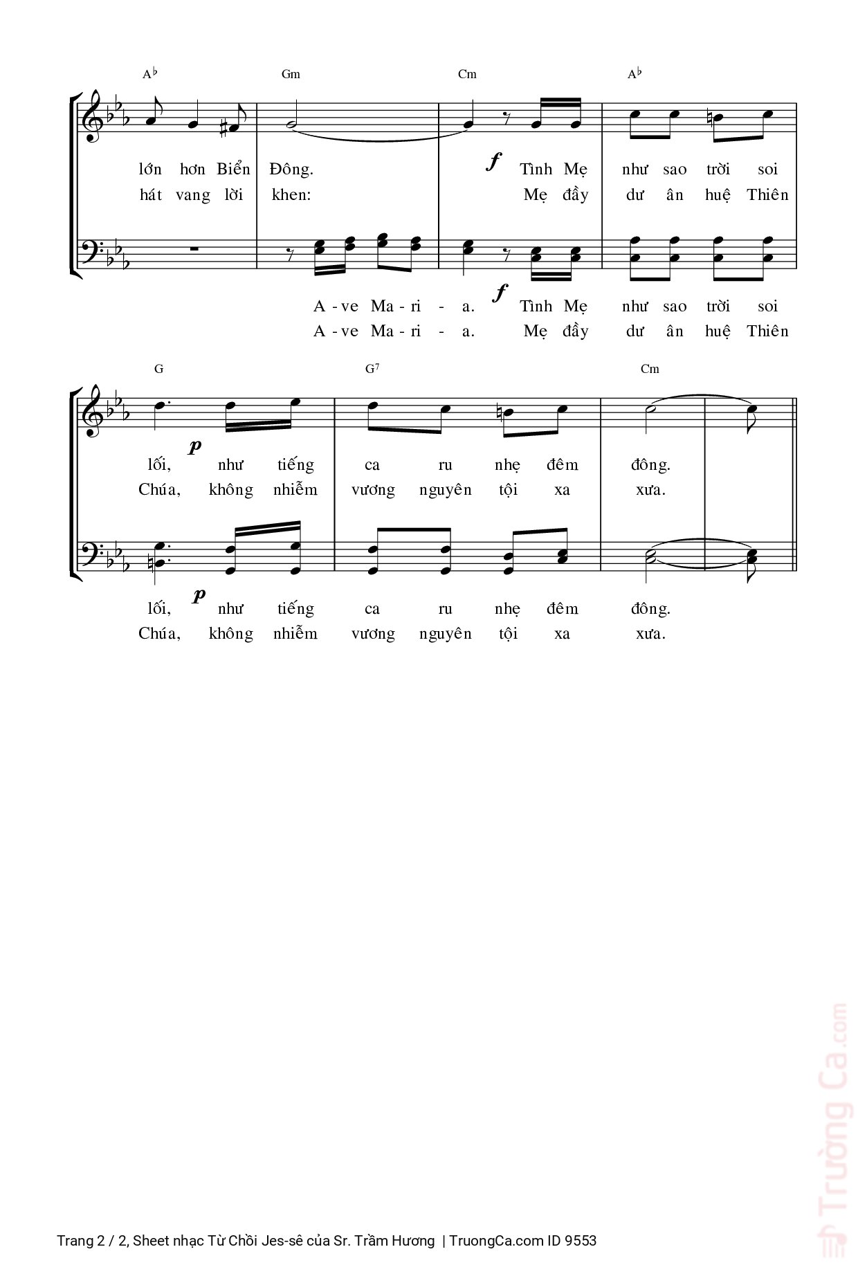 Page 2 of Sheet music PDF Từ Chồi Jes-sê - Sr. Trầm Hương